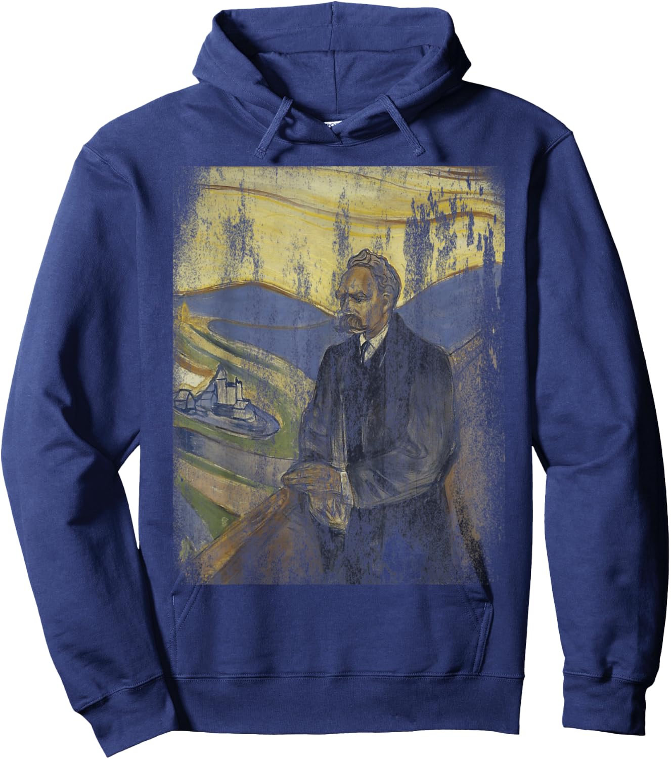 Friedrich Nietzsche | Retro | Painting | Vintage Hoodie - Hoodie | Navy