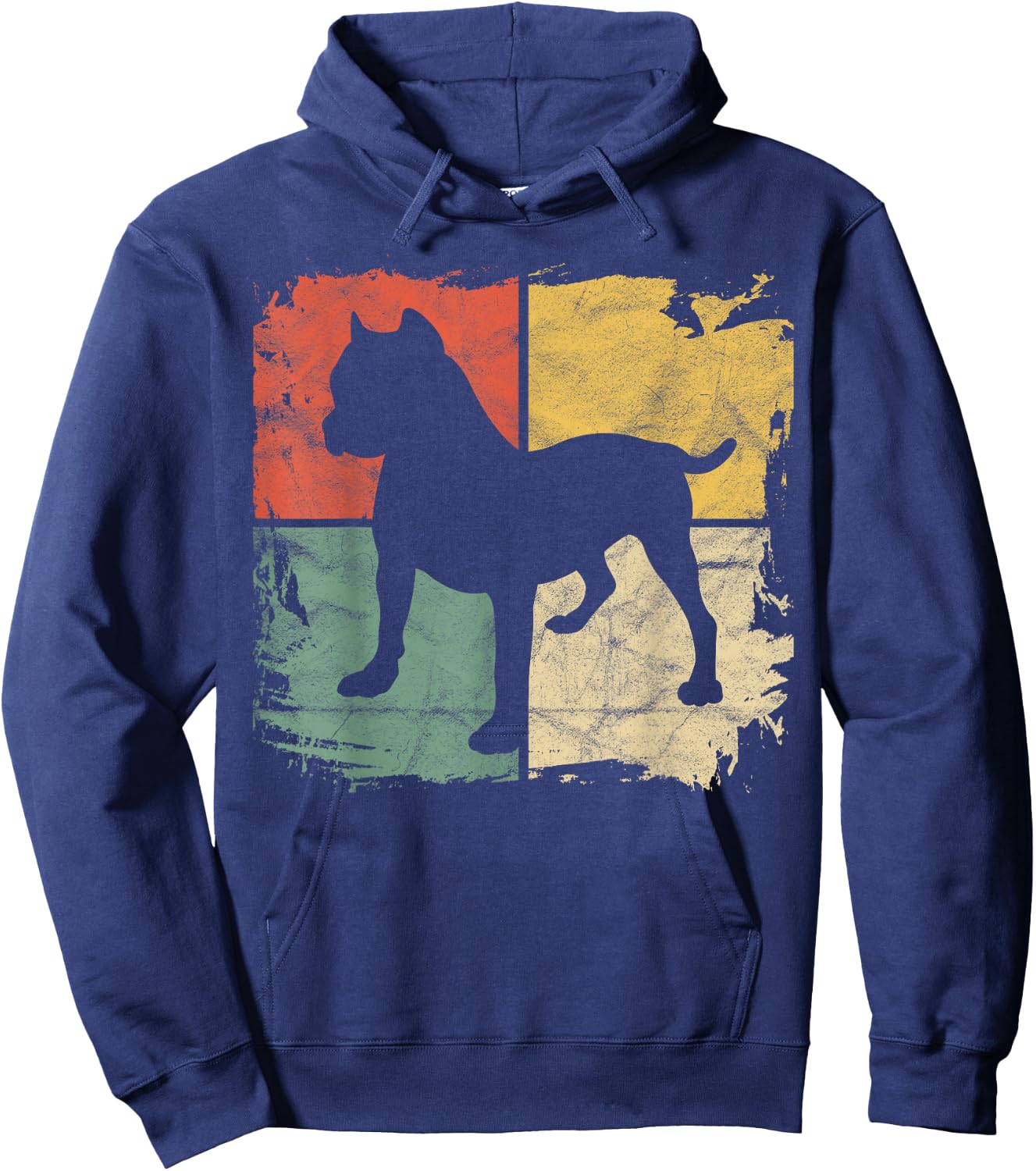 Square Retro Pitbull Owner Gift Dog Lover Pit bull Parents Hoodie - Hoodie | Navy