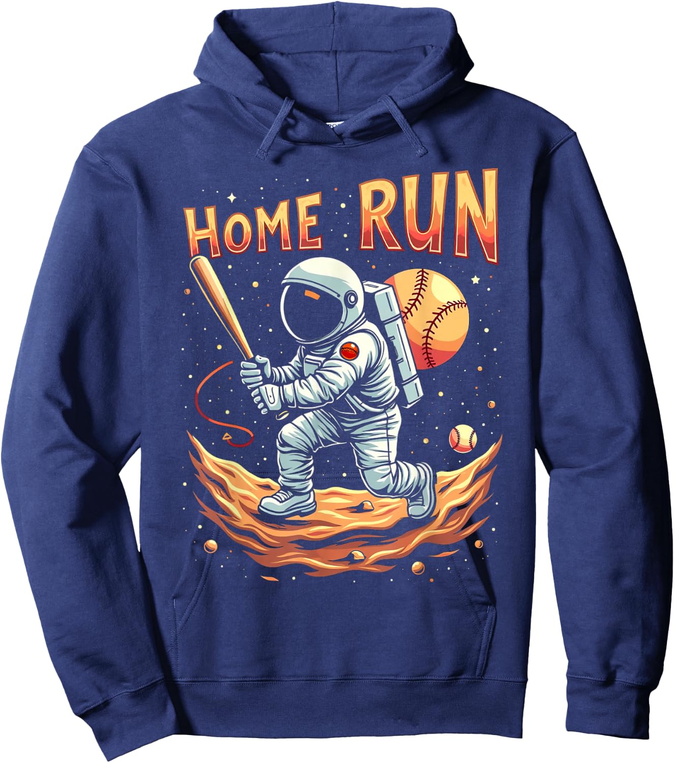 Home Run Astronaut Baseball Player Boys Kids Men Hoodie - Hoodie | Navy