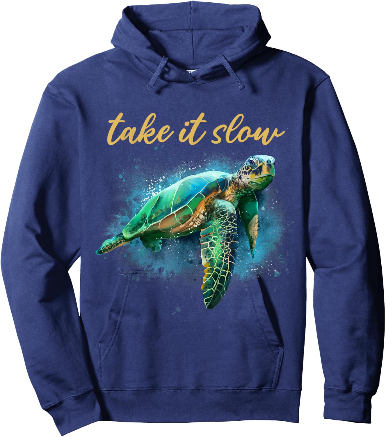 Take It Slow Happy Sea Turtle Hoodie - Hoodie | Navy
