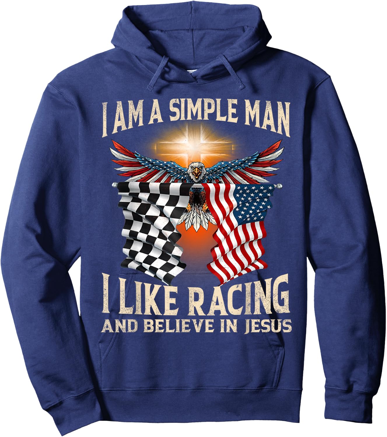 I Am A Man Simple I Like Racing And Believe In Jesus Hoodie - Hoodie | Navy