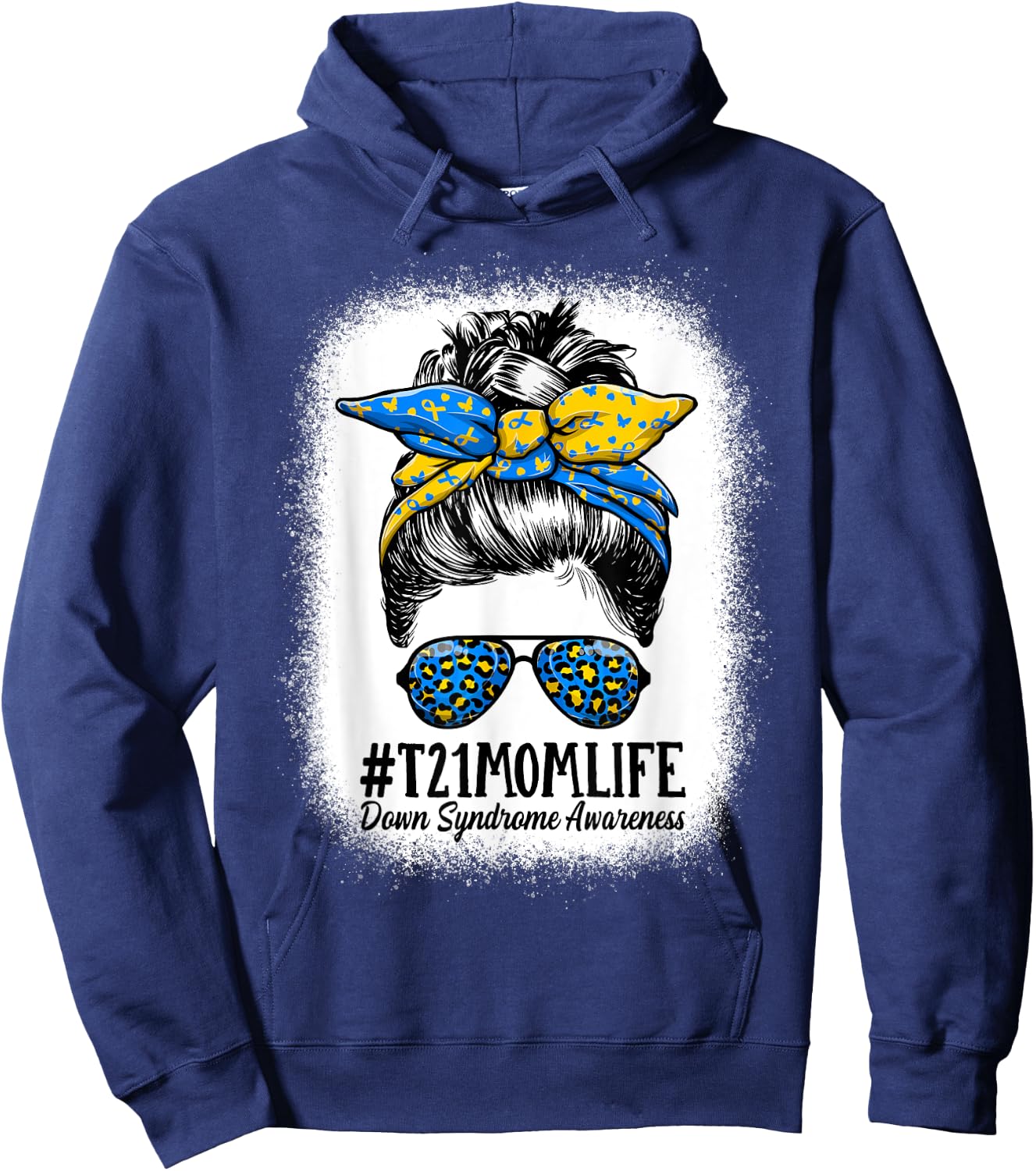 Down Syndrome Mom Life Messy Bun Down Syndrome Awareness Hoodie - Hoodie | Navy
