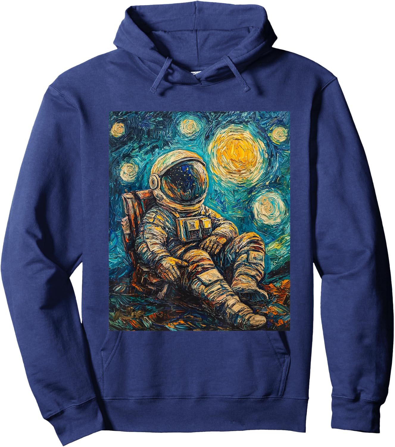 Astronaut Van Gogh Style Starry Night Funny Graphic Hoodie - Hoodie | Navy