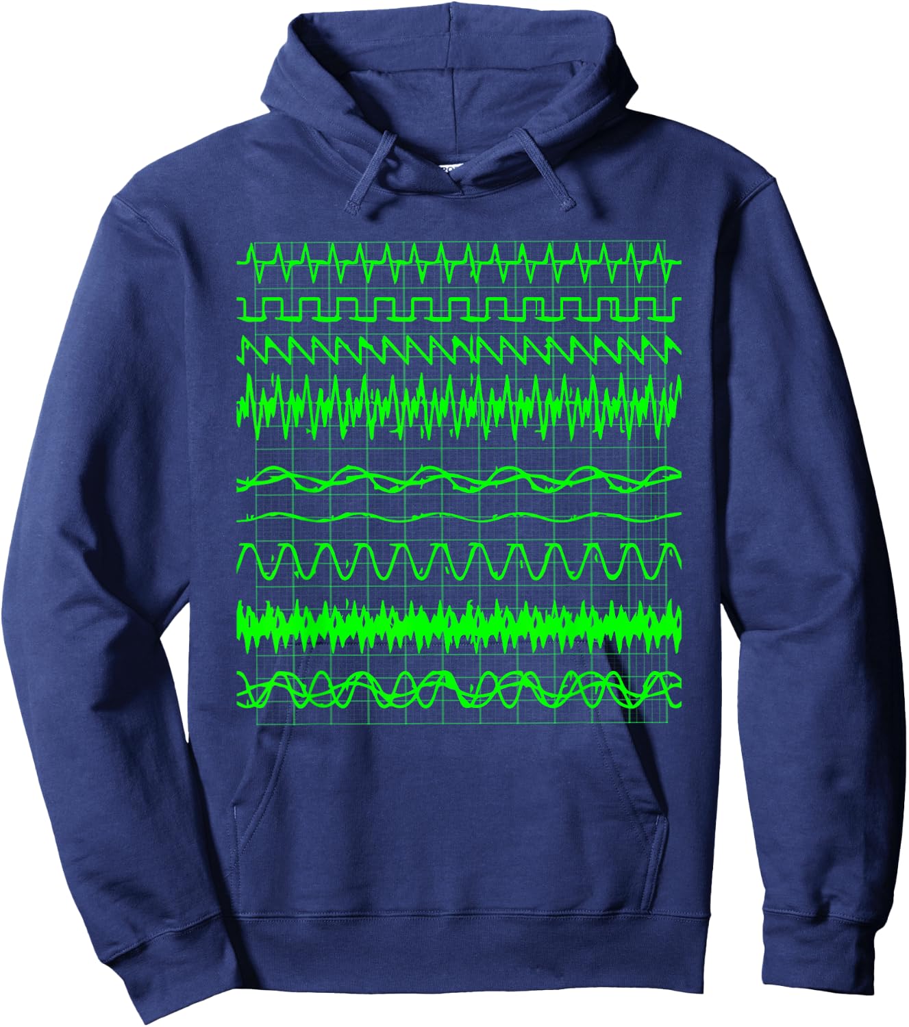 Oscilloscope Digital Waves On Screen Display Hoodie - Hoodie | Navy