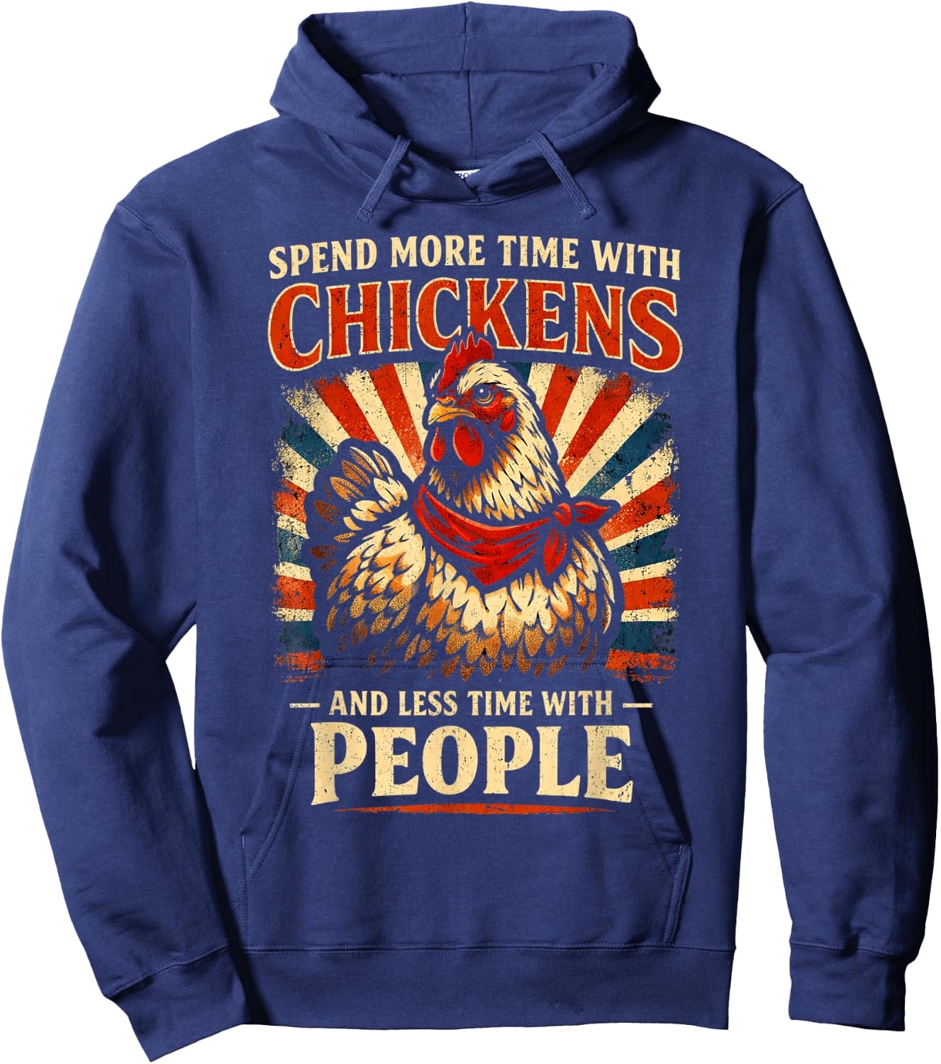 Funny More Chickens Less People for Farmer and Introvert Hoodie - Hoodie | Navy