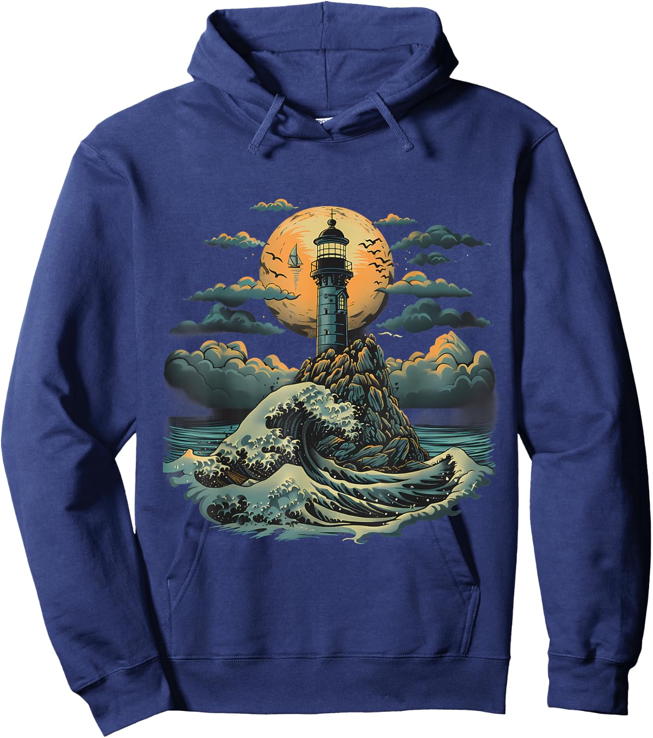 Lighthouse Seaside House Sailing Sea Beach Boating Hoodie - Hoodie | Navy