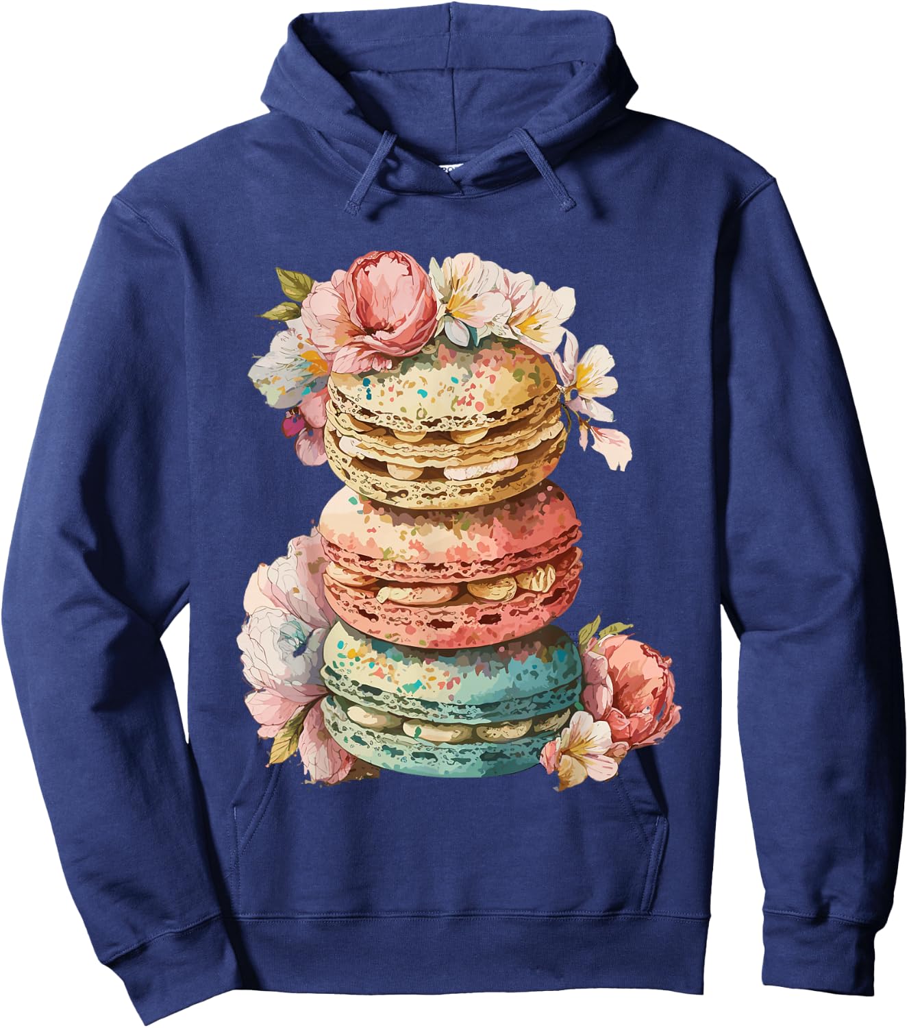 French Macarons Cookies Dessert Pastel Floral Macaron Baker Hoodie - Hoodie | Navy