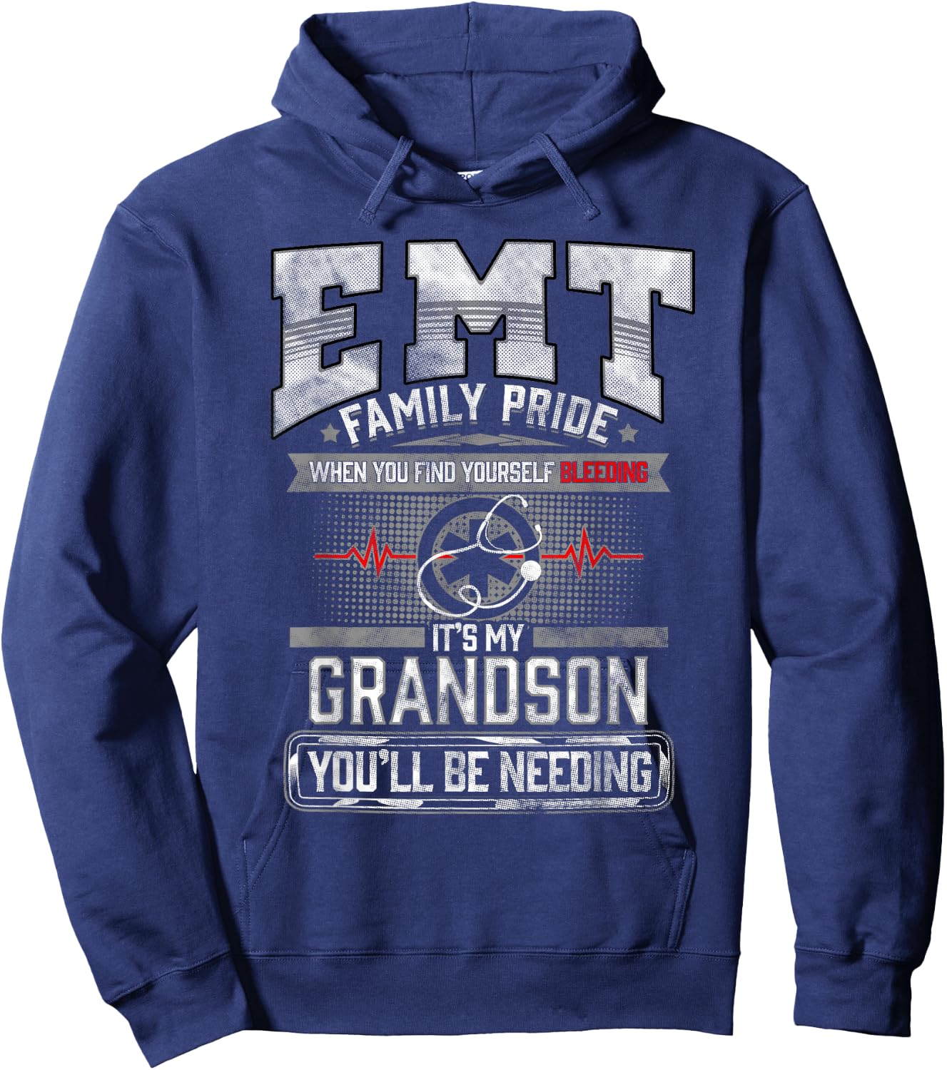 EMT EMS Grandma Grandfather Cool Paramedic Grandson Gift Hoodie - Hoodie | Navy