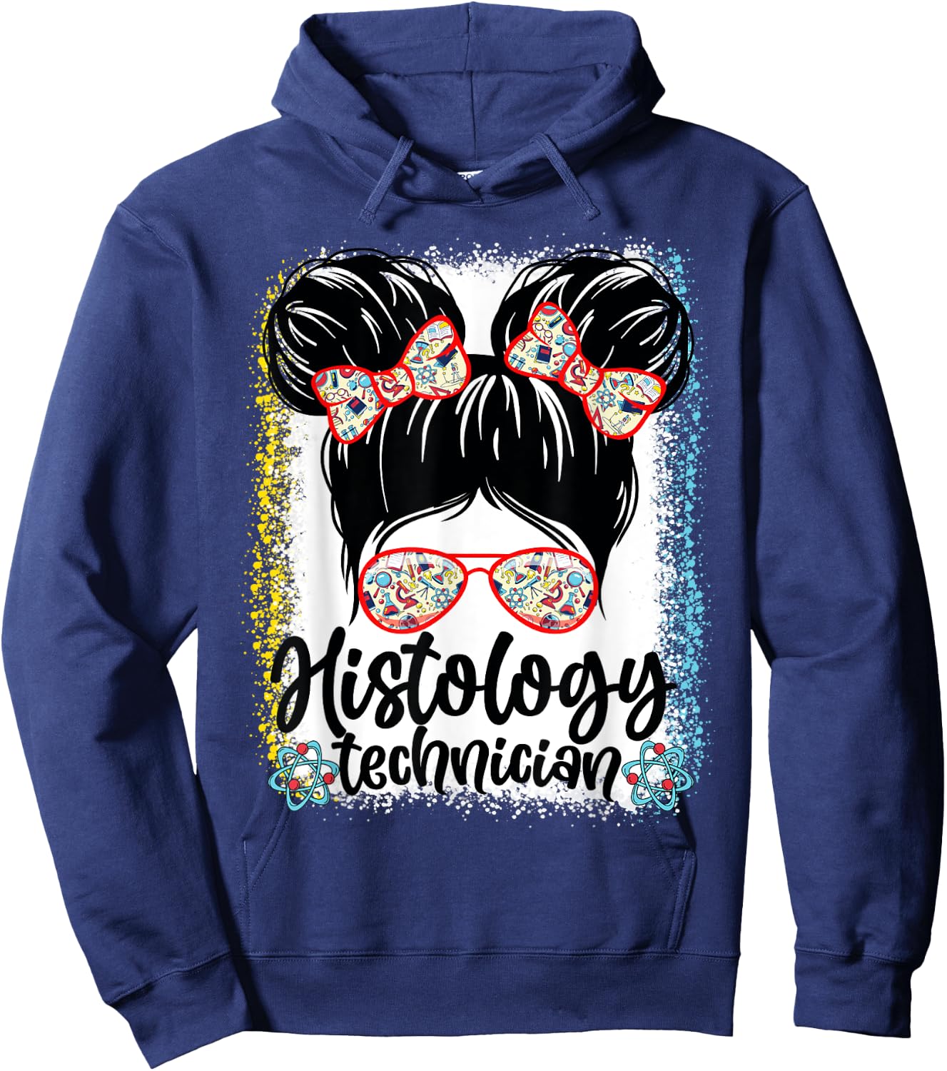 Messy Bun Histology Technician Lab Week 2024 Laboratory Tech Hoodie - Hoodie | Navy
