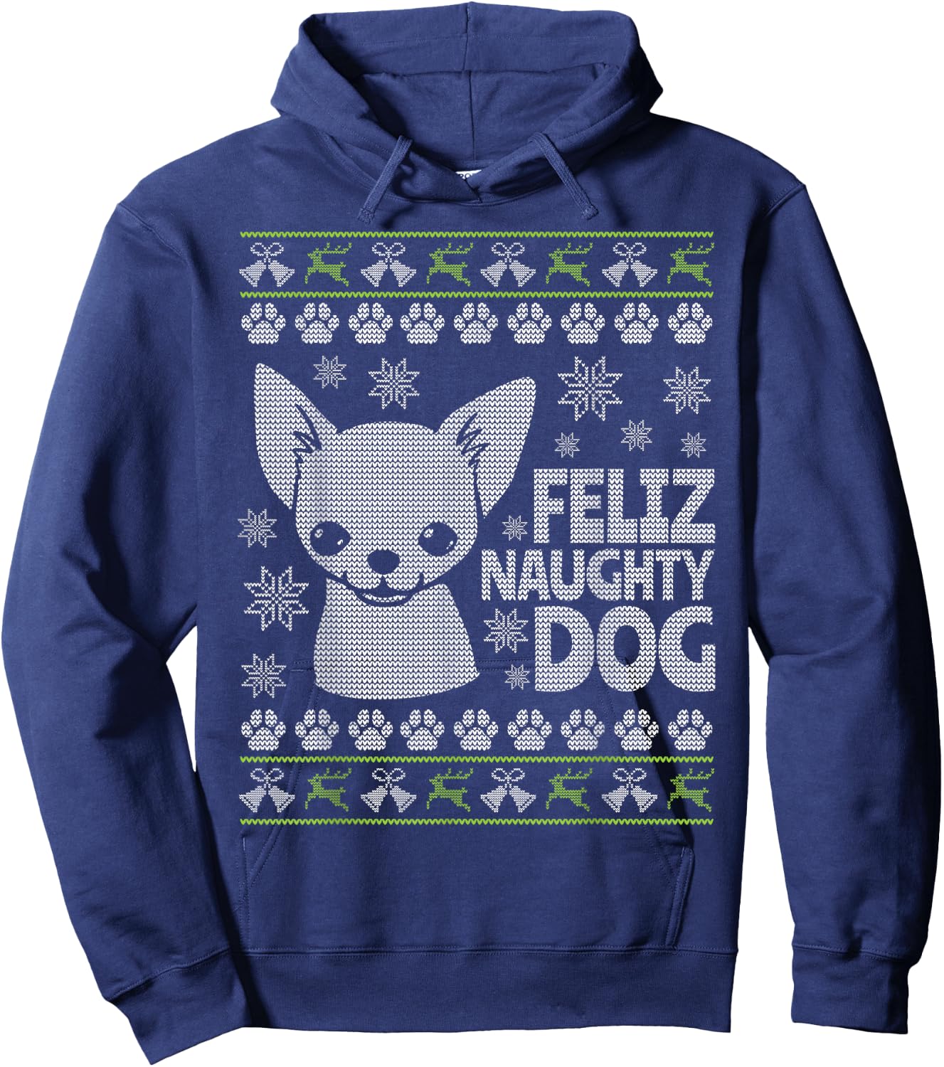 Ugly Christmas Chihuahua - Cute Feliz Naughty Dog Hoodie - Hoodie | Navy