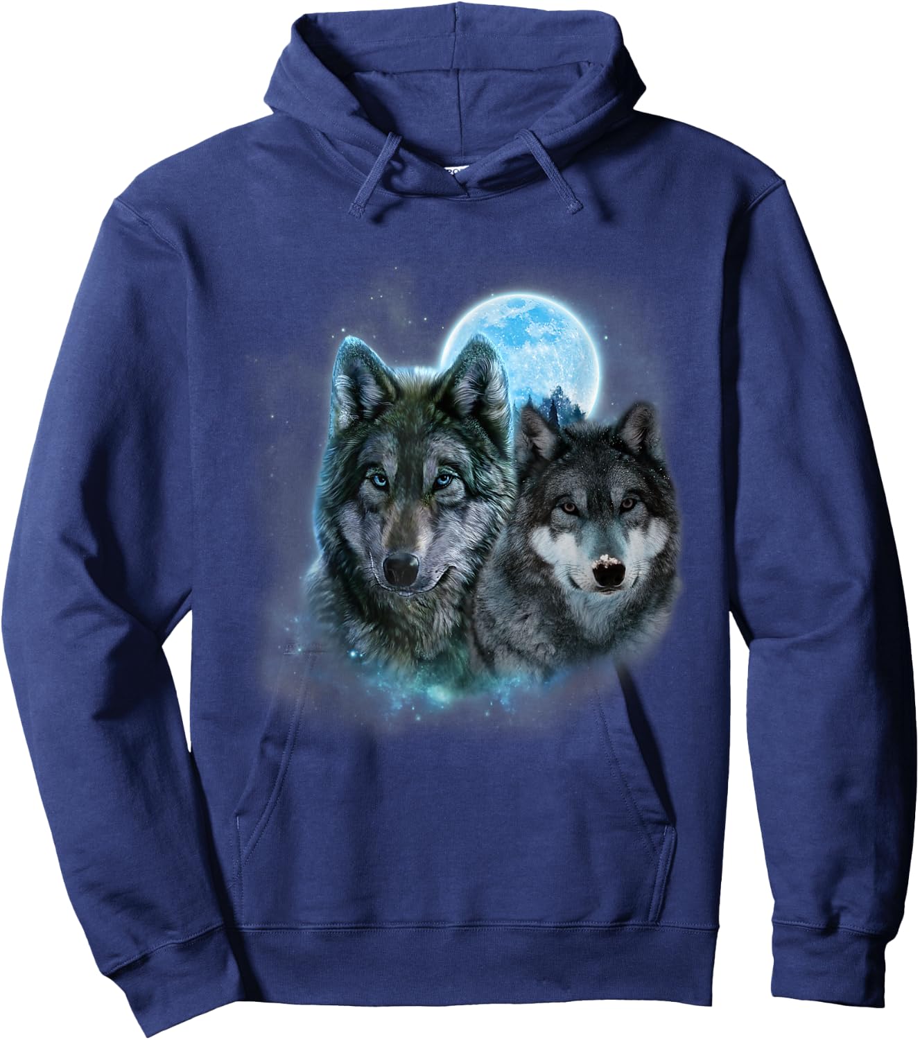 Two Wolves Howling In The Dark at the Moon Halloween Costume Hoodie - Hoodie | Navy