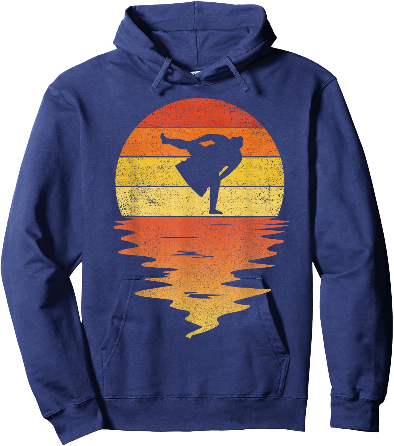 Sumo Wrestling Shirt Retro Sunset 70s Vintage Sumo Hoodie - Hoodie | Navy
