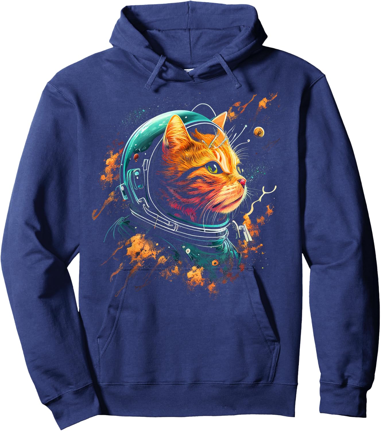 Astronaut Cat or Funny Space Cat on Galaxy Cat Lover Women Kids Hoodie - Hoodie | Navy