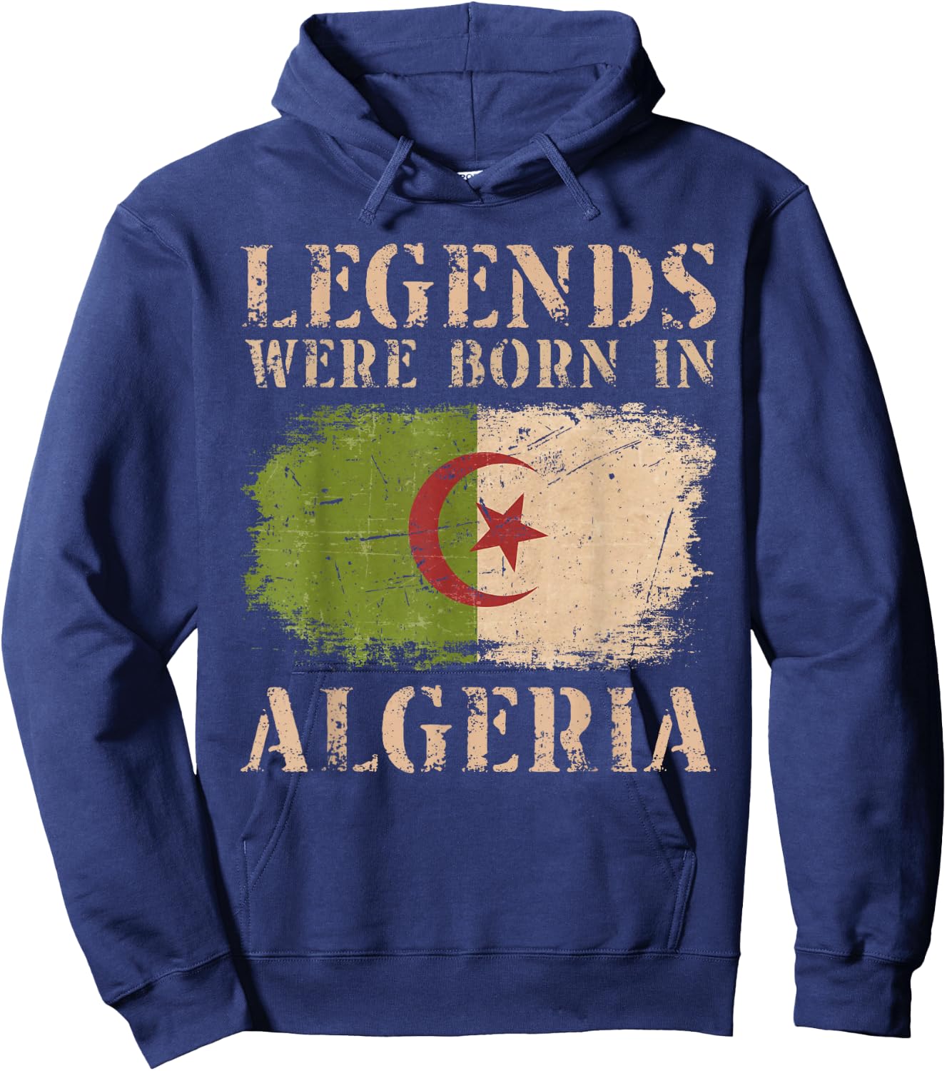 Vintage Design Algerian Flag Algeria Hoodie - Hoodie | Navy