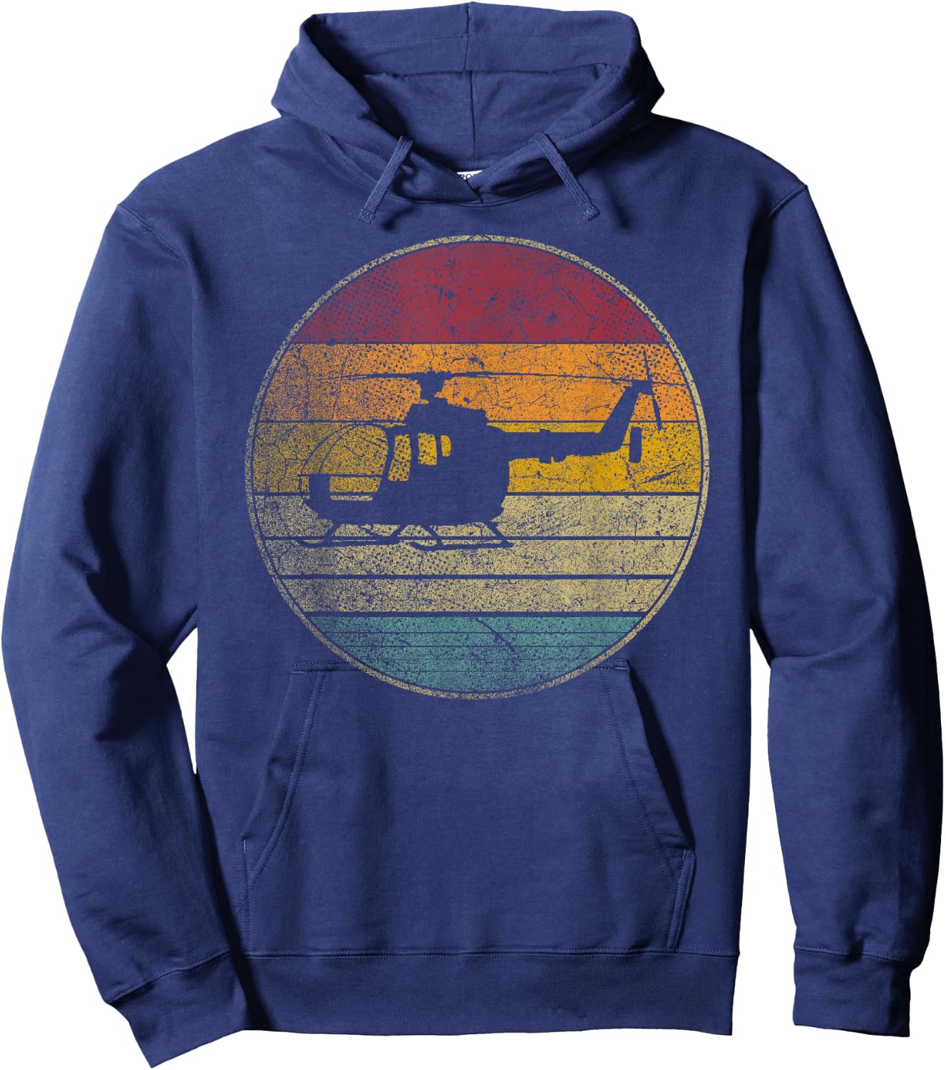 Helicopter Pilot Flying - Retro Style Vintage 80s Funny Hoodie - Hoodie | Navy