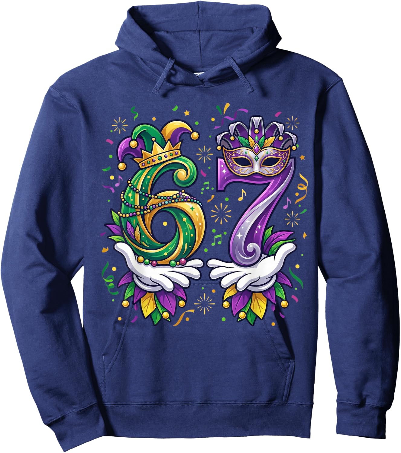 Mardi Gras 67 Meme Six Seven Hands 6 7 New Orleans Carnival Hoodie - Hoodie | Navy
