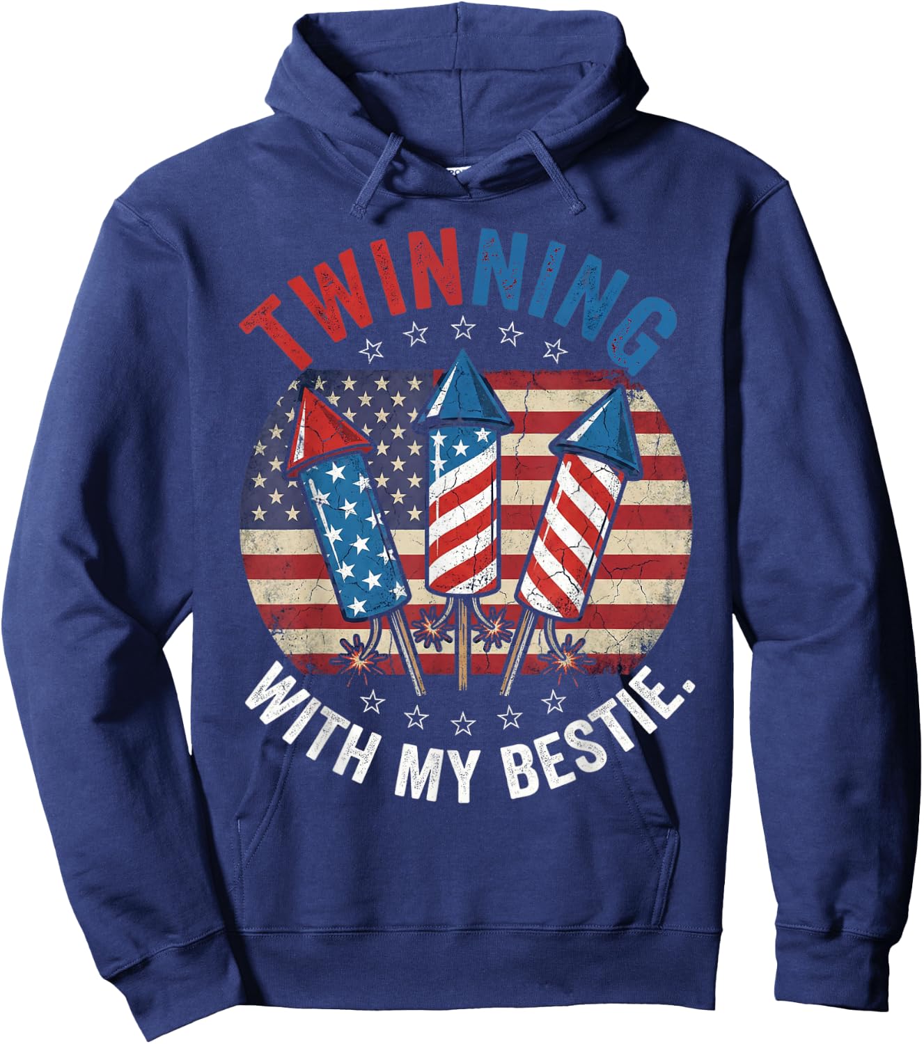 Twinning with My Bestie Patriotic 4th of July Matching Hoodie - Hoodie | Navy