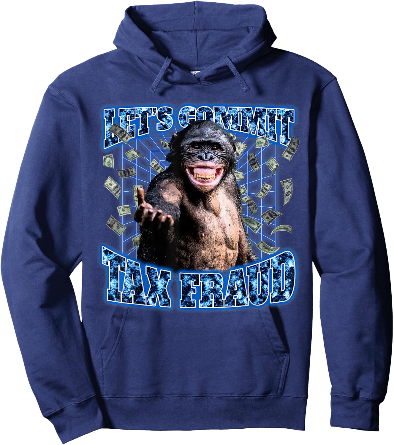 Let's Commit Tax Fraud Vintage Bootleg Rap 90s Monkey Hoodie - Hoodie | Navy