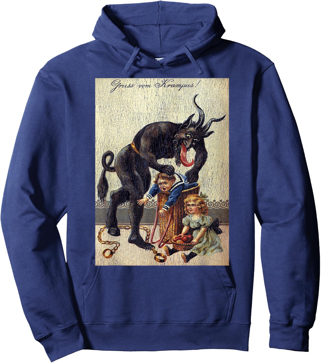 Gruss Vom Krampus Horror Christmas Art Creepy Evil Santa Fun Hoodie - Hoodie | Navy