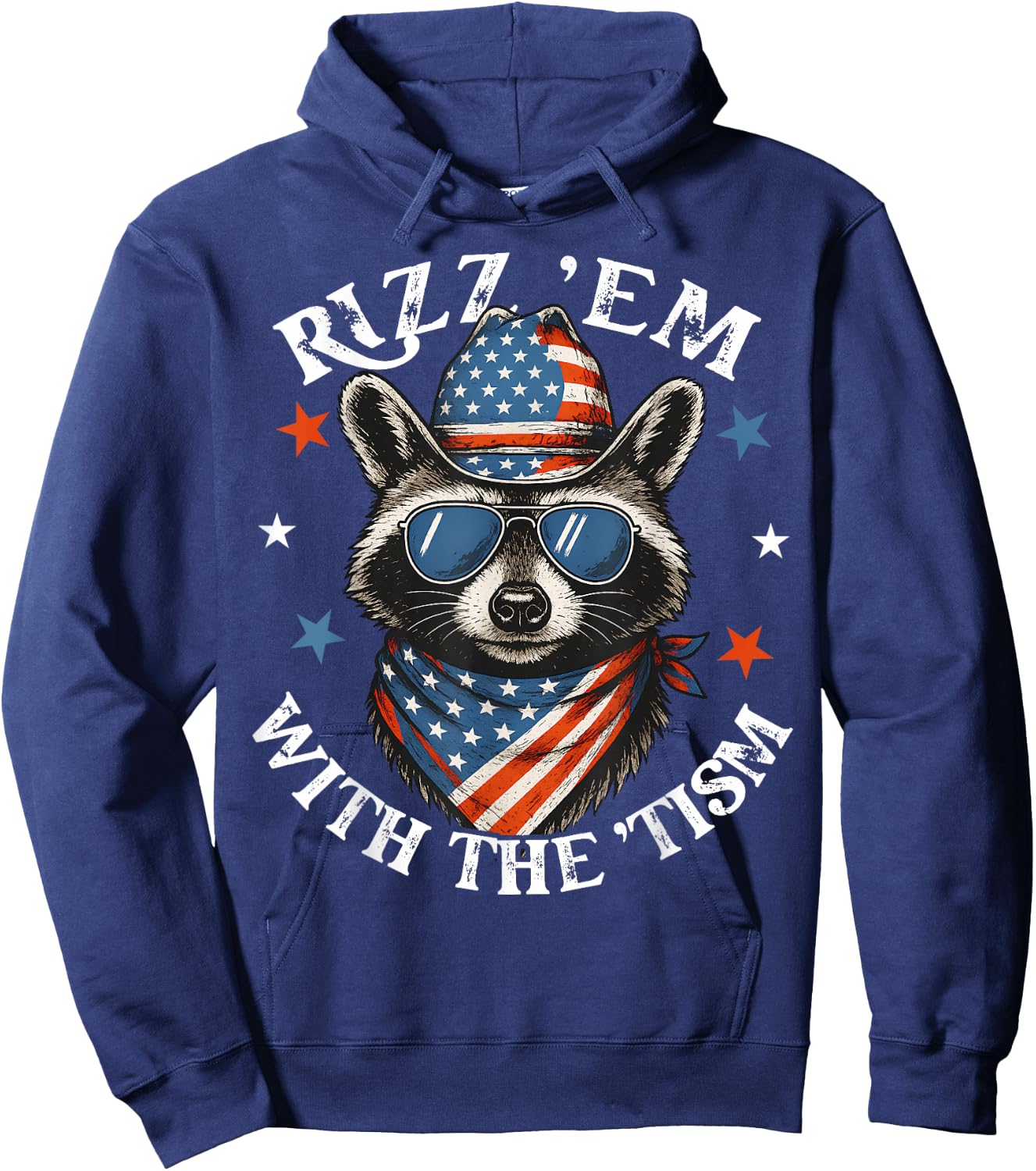 Rizz Em With The Tism Patriotic Raccoon Meme 4th Of July Hoodie - Hoodie | Navy