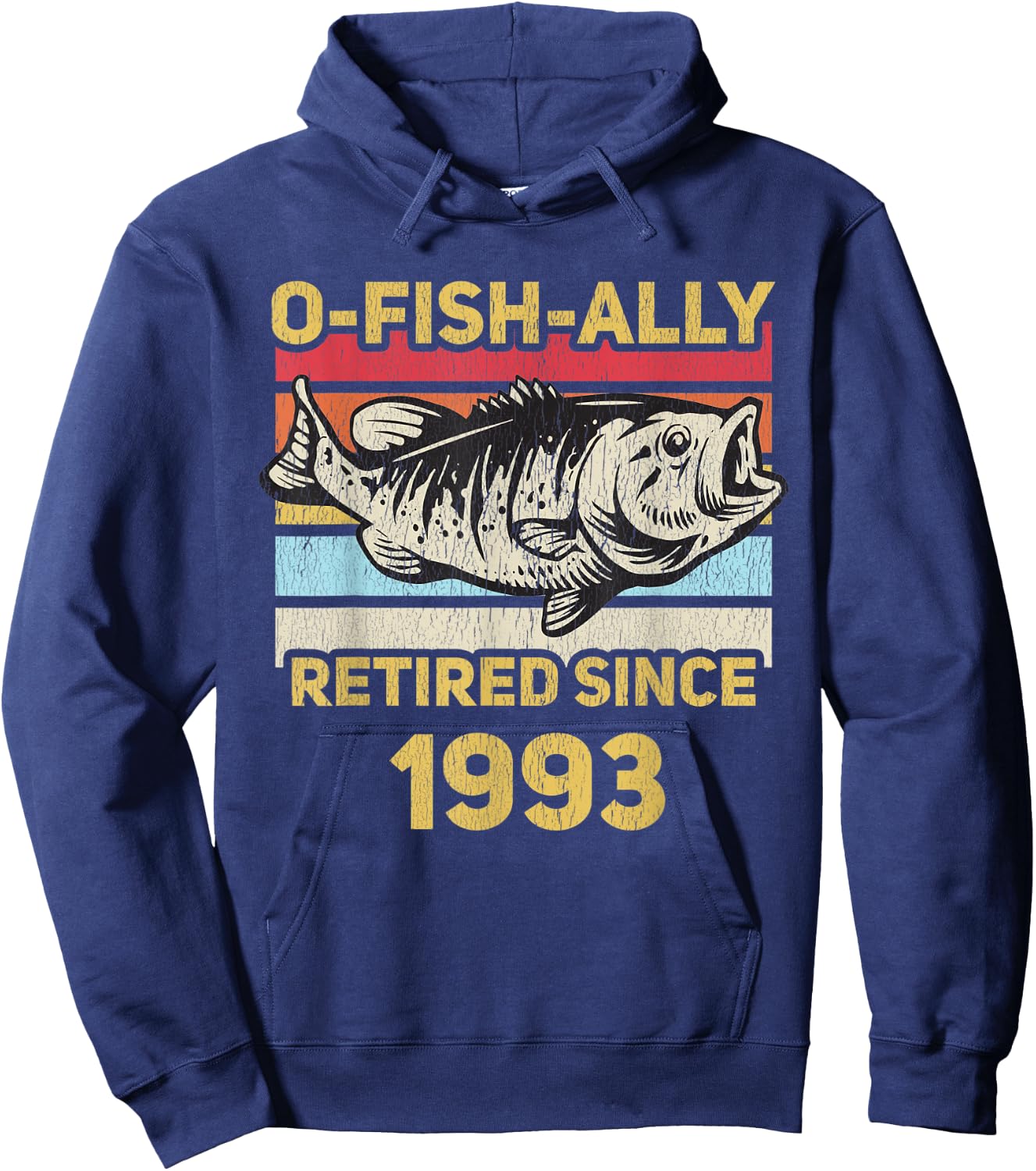 Ofishally Retired 1993 Funny Fishing Dad Retiring Retirement Hoodie - Hoodie | Navy