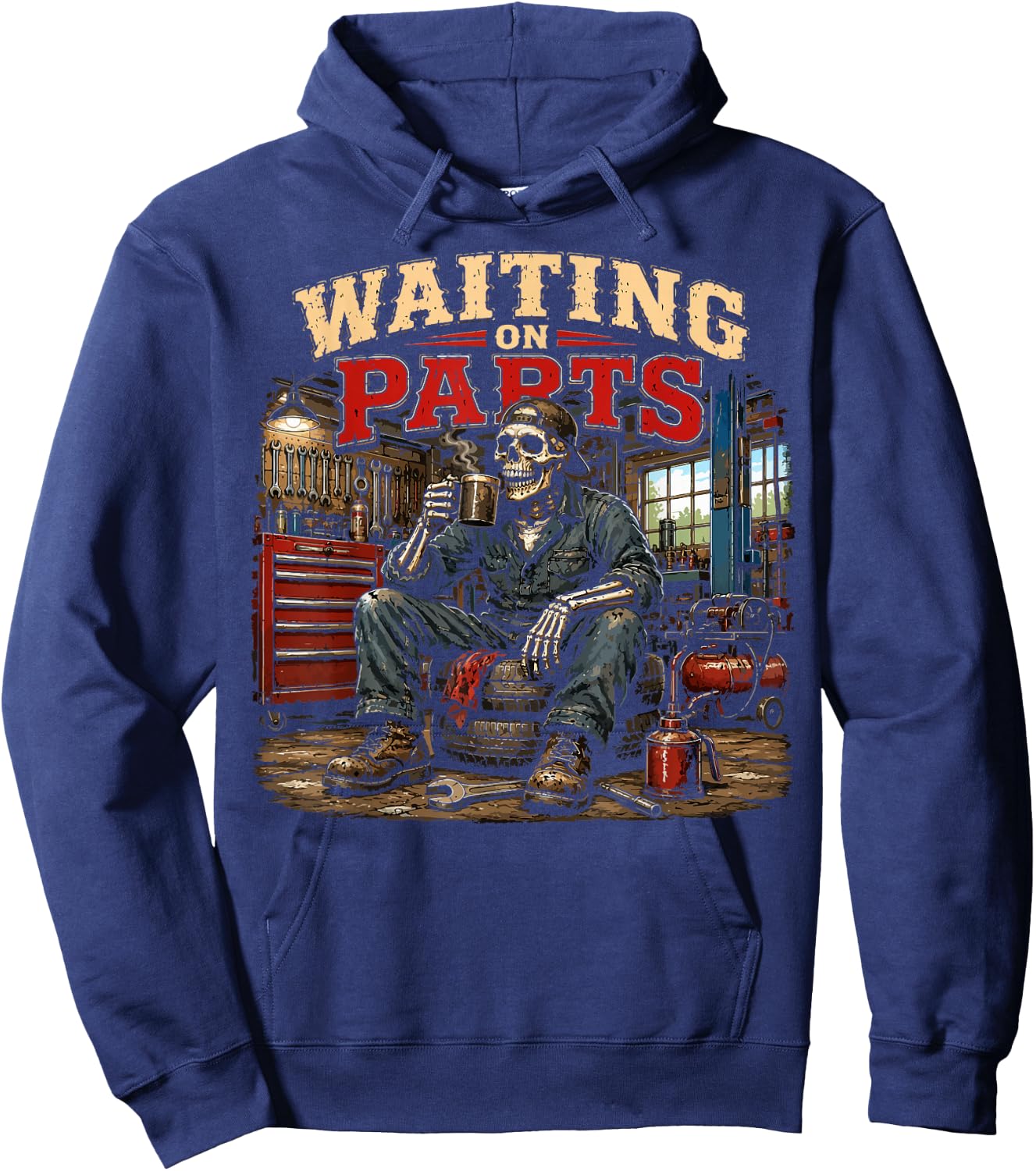 Mechanic Men Auto Repair Waiting on Parts Car Technician Hoodie - Hoodie | Navy