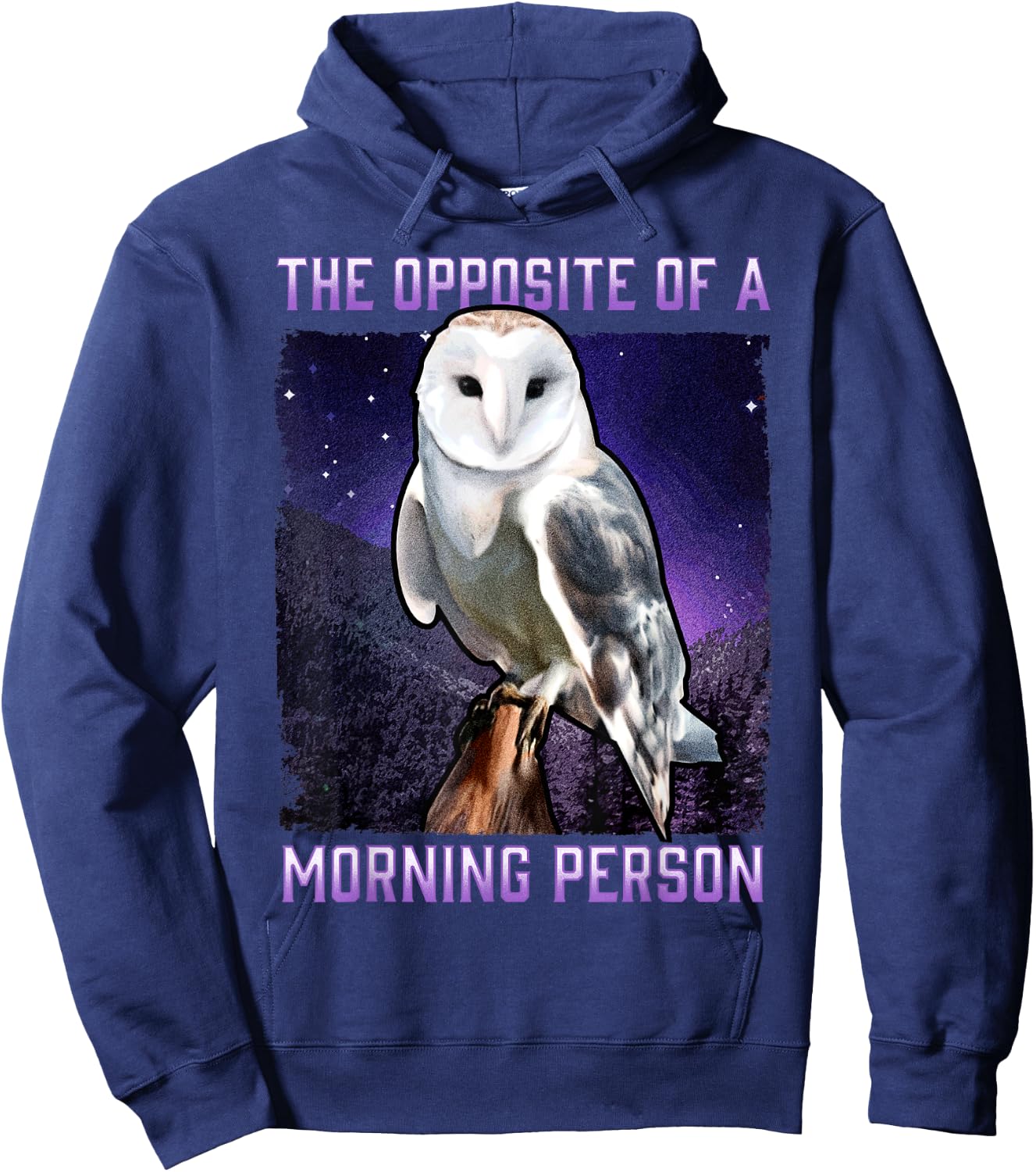 Snowy Owl Opposite of a Morning Person Bird Night Owl Hoodie - Hoodie | Navy