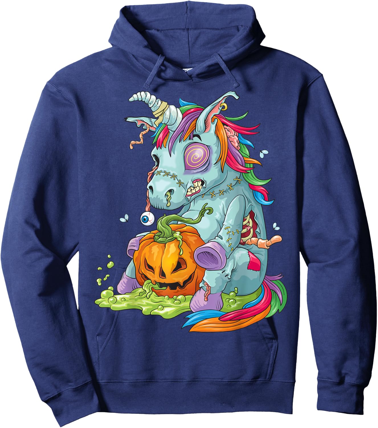 Zombie Unicorn Shirt - Undead Zombiecorn Halloween Costume Hoodie - Hoodie | Navy