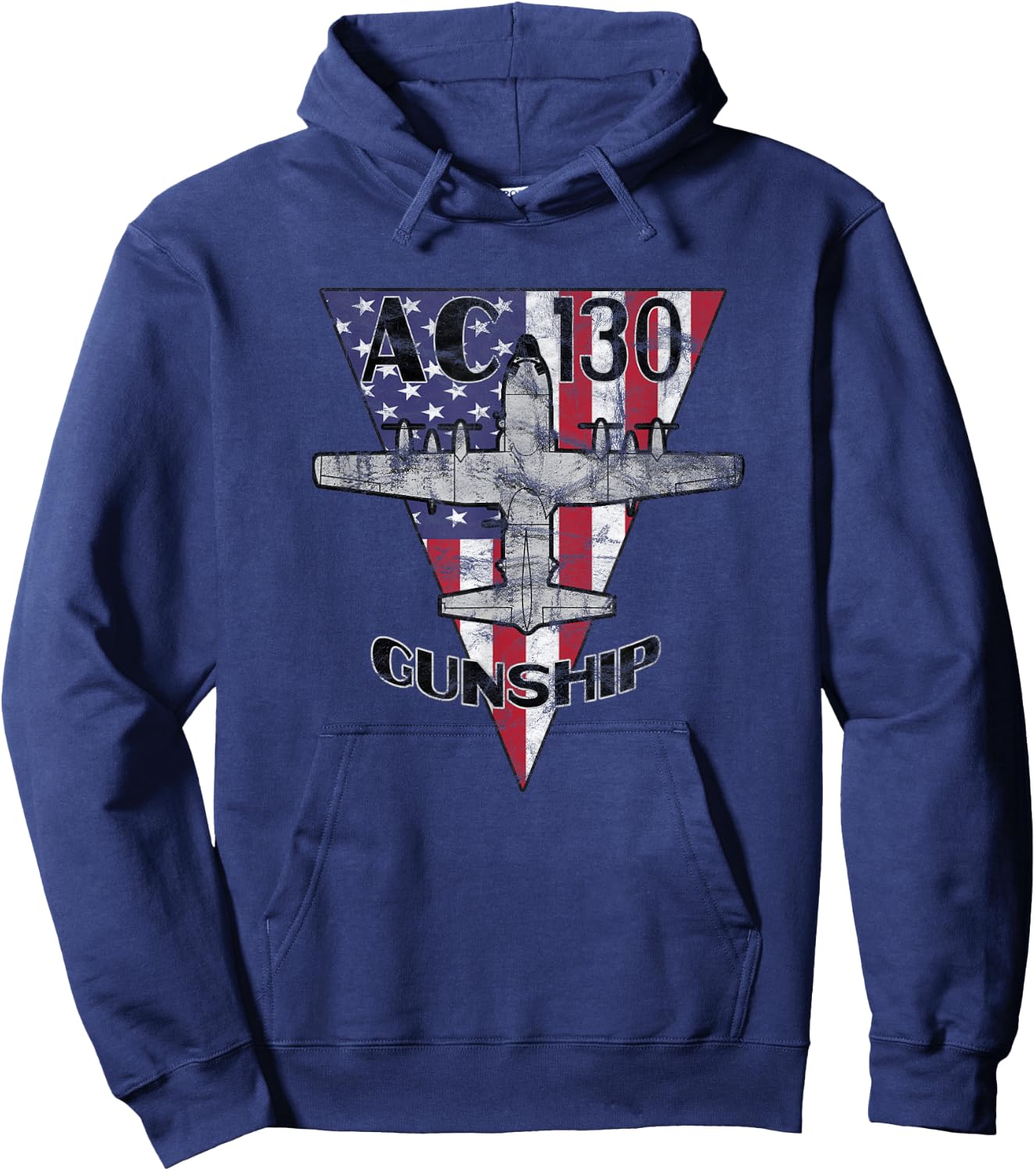 AC-130 Gunship Patriotic Airplane Vintage Design Hoodie - Hoodie | Navy