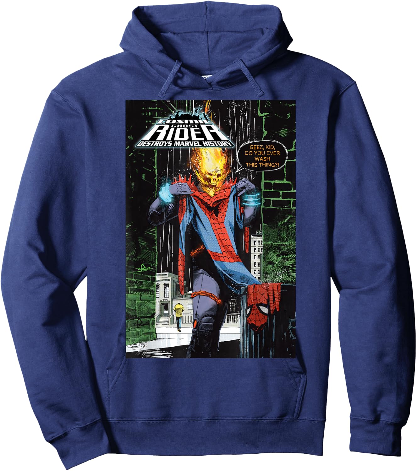 Marvel Ghost Rider Destroys Marvel History Comic Book Cover Hoodie - Hoodie | Navy