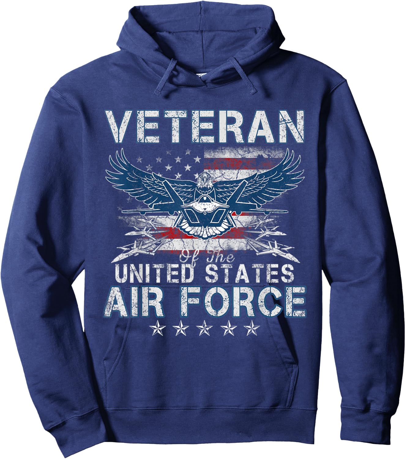 Proud US Air Force Veteran USA Flag Patriotic Vintage Hoodie - Hoodie | Navy