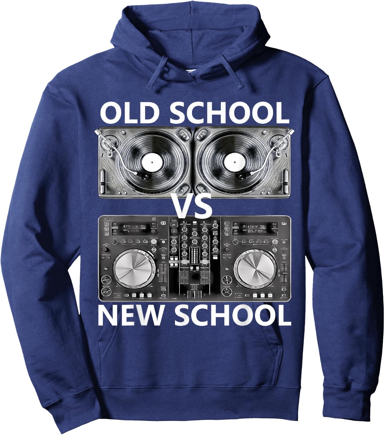 Old School DJ VS New School DJ , House/Dance Music Hoodie - Hoodie | Navy