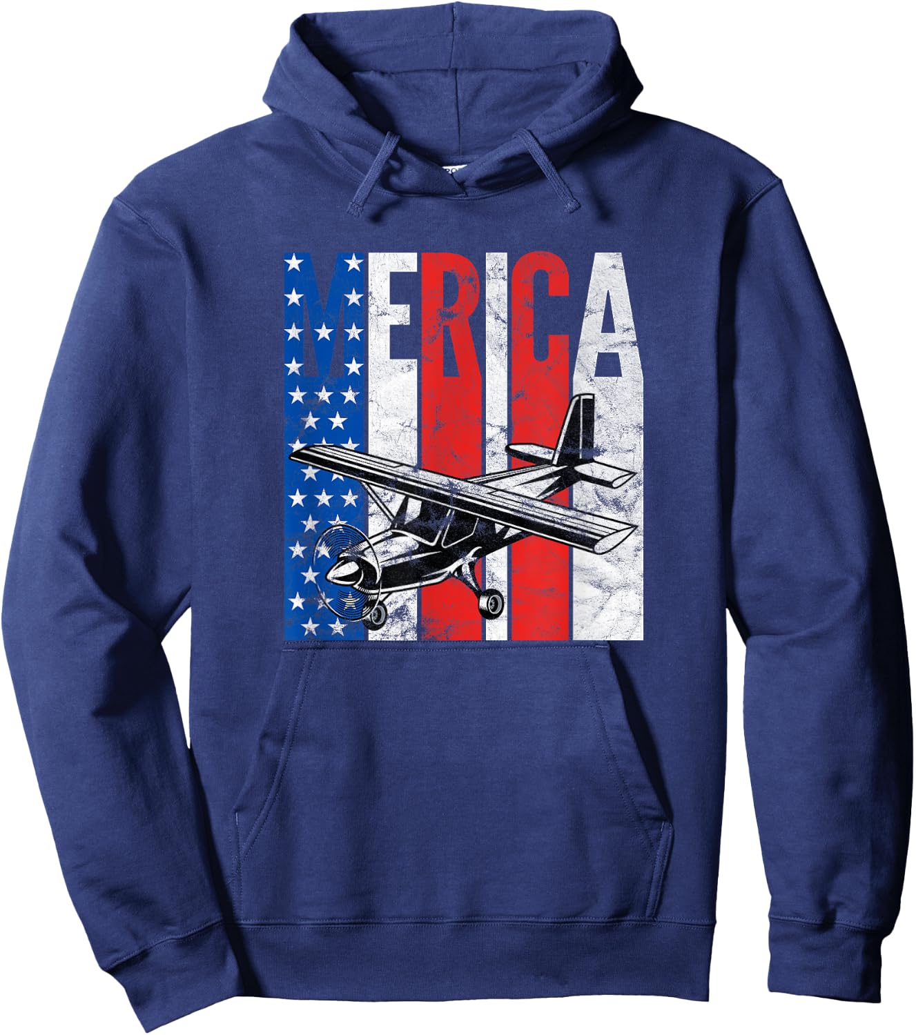 American Flag Merica Aviation Pilot 4th Of July Airplane Hoodie - Hoodie | Navy