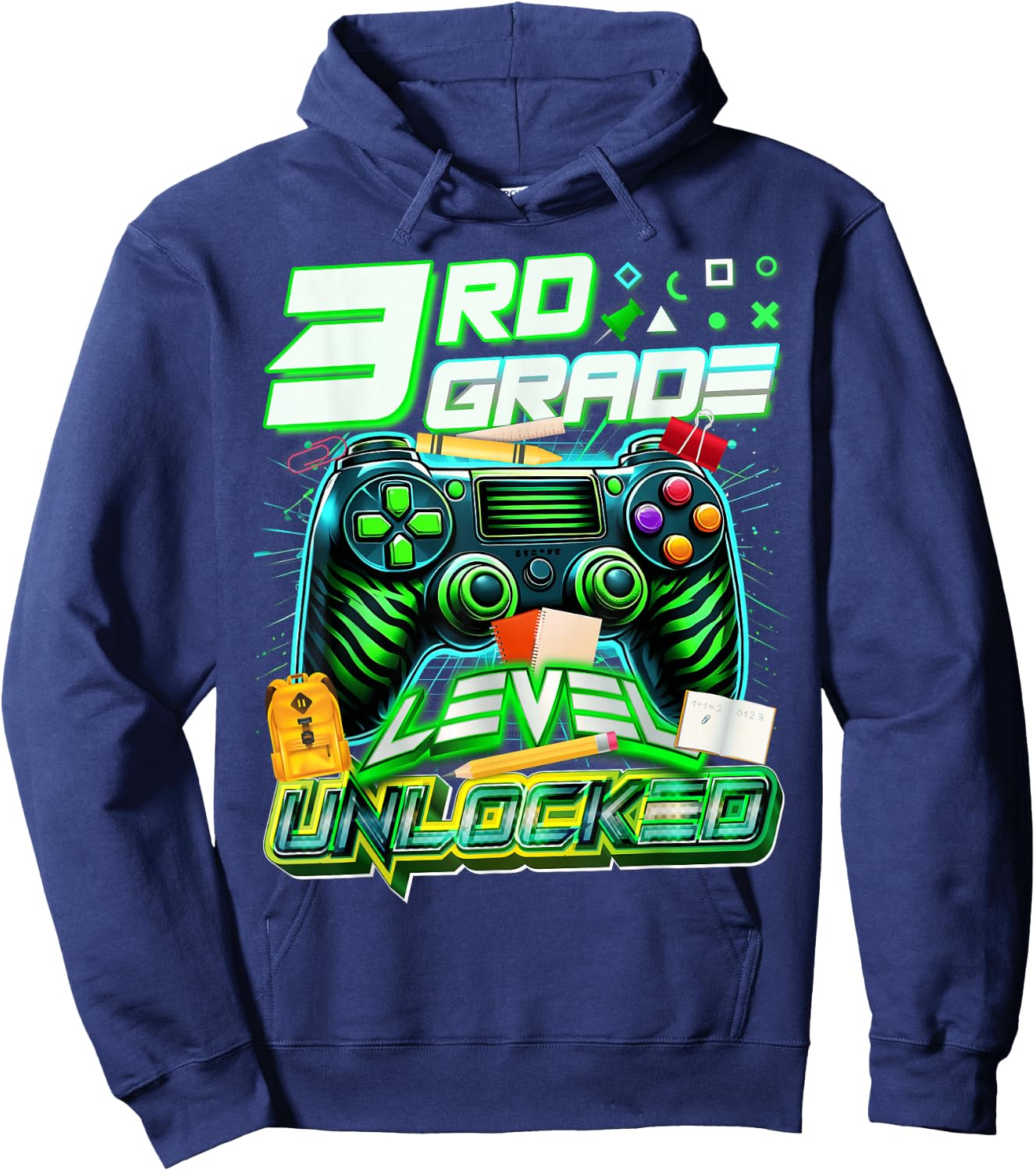 Back To School 3rd Grade Level Unlocked Gamer First Day Hoodie - Hoodie | Navy