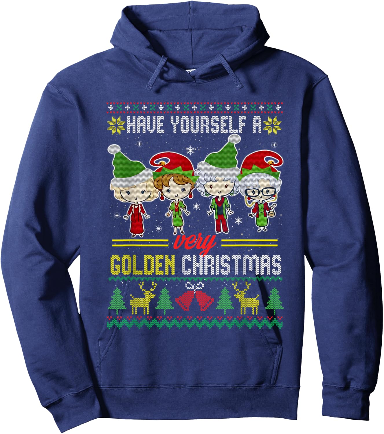Have Yourself A Very Golden Christmas Xmas Pajamas Ugly Hoodie - Hoodie | Navy