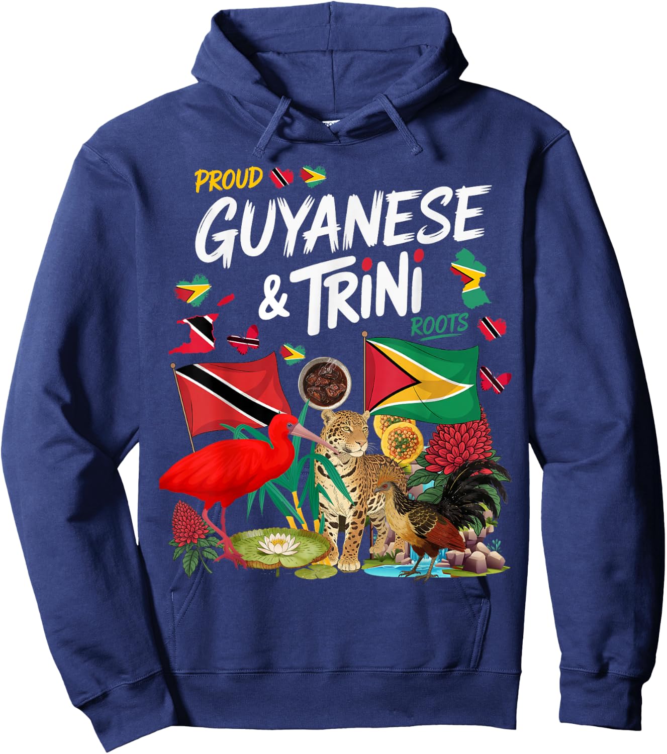 Trinidad & Guyana Flag Outfit Idea Guyanese Roots Hoodie - Hoodie | Navy