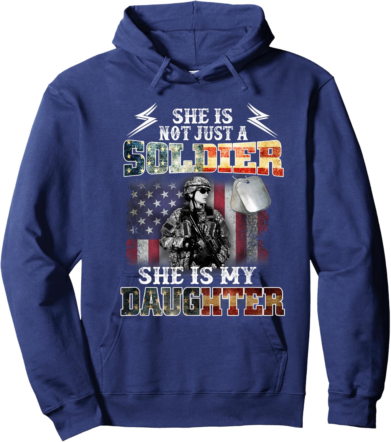 Proud Soldier Army Parents Mom Dad She Is My Daughter Flag Hoodie - Hoodie | Navy