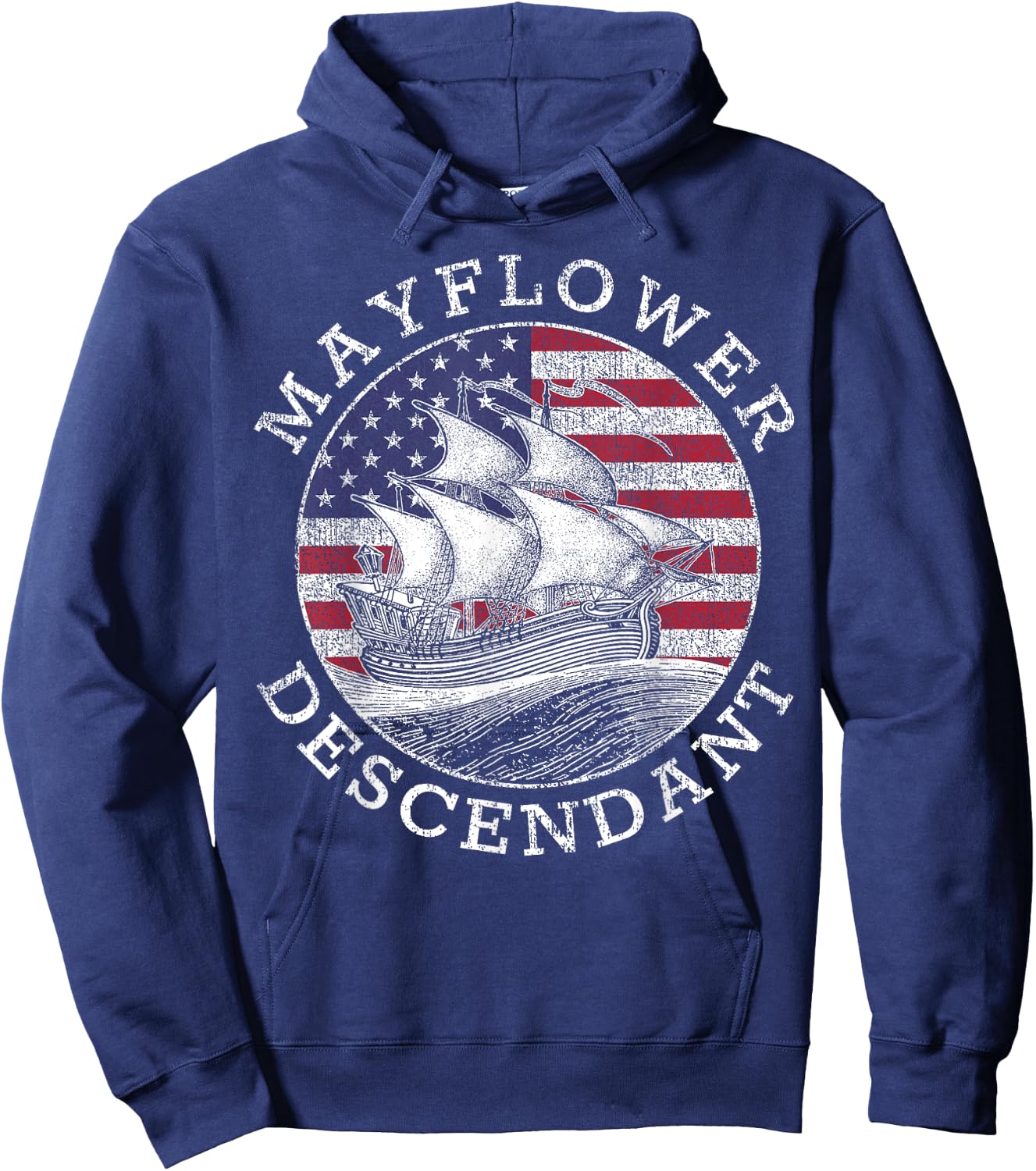 Mayflower Descendant Used Union Jack Hoodie - Hoodie | Navy