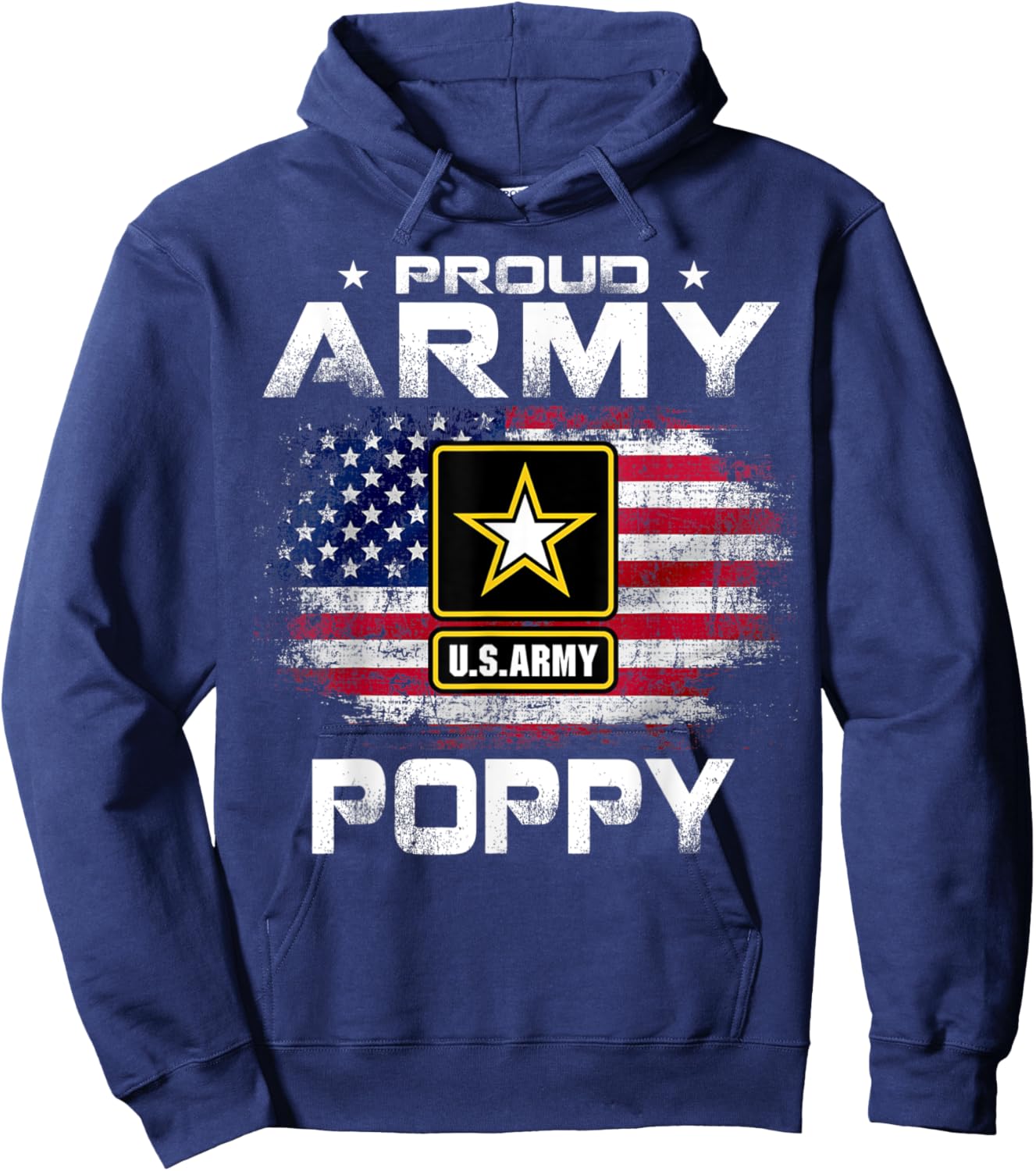 Proud Army Poppy With American Flag For Veteran Gift Women Kids Men Hoodie - Hoodie | Navy