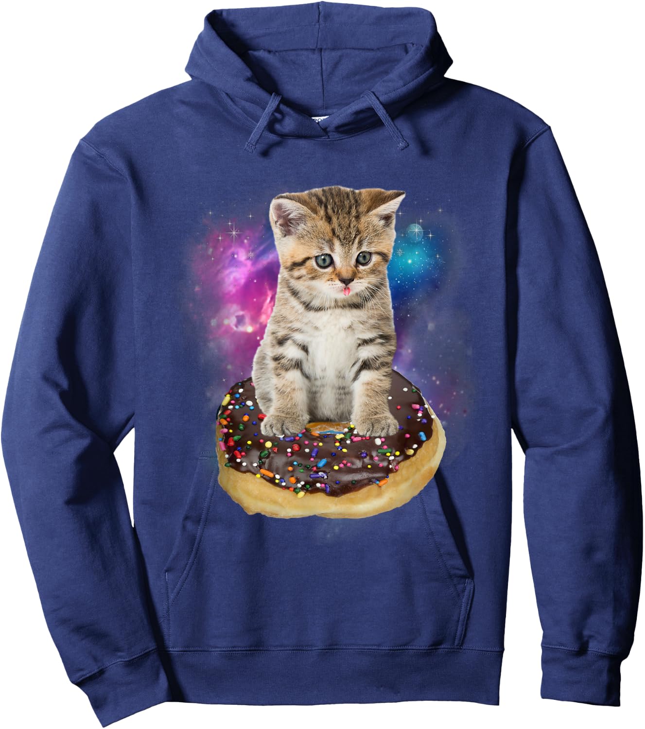 Space Donut Cat Shirt | Flying Kitty Galaxy T Shirt Men Women Kids Hoodie - Hoodie | Navy