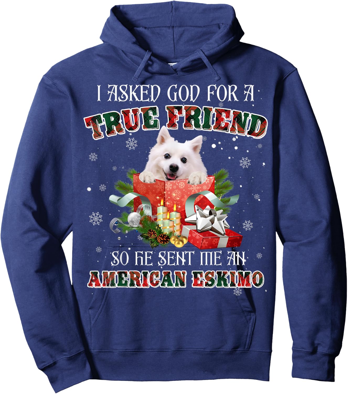 I Asked God For A True Friend American Eskimo Dog Christmas Women Kids Hoodie - Hoodie | Navy