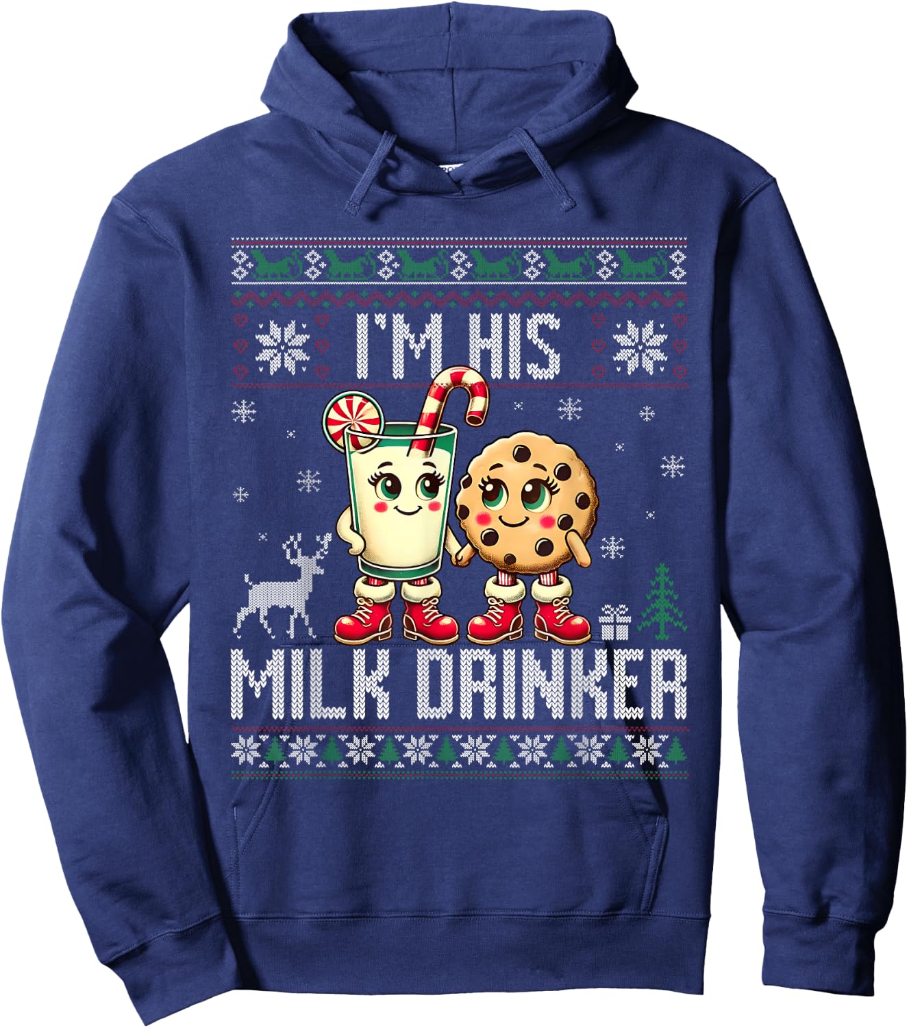 Funny I'm Her Cookie Eater I'm His Milk Drinker Ugly Xmas Hoodie - Hoodie | Navy