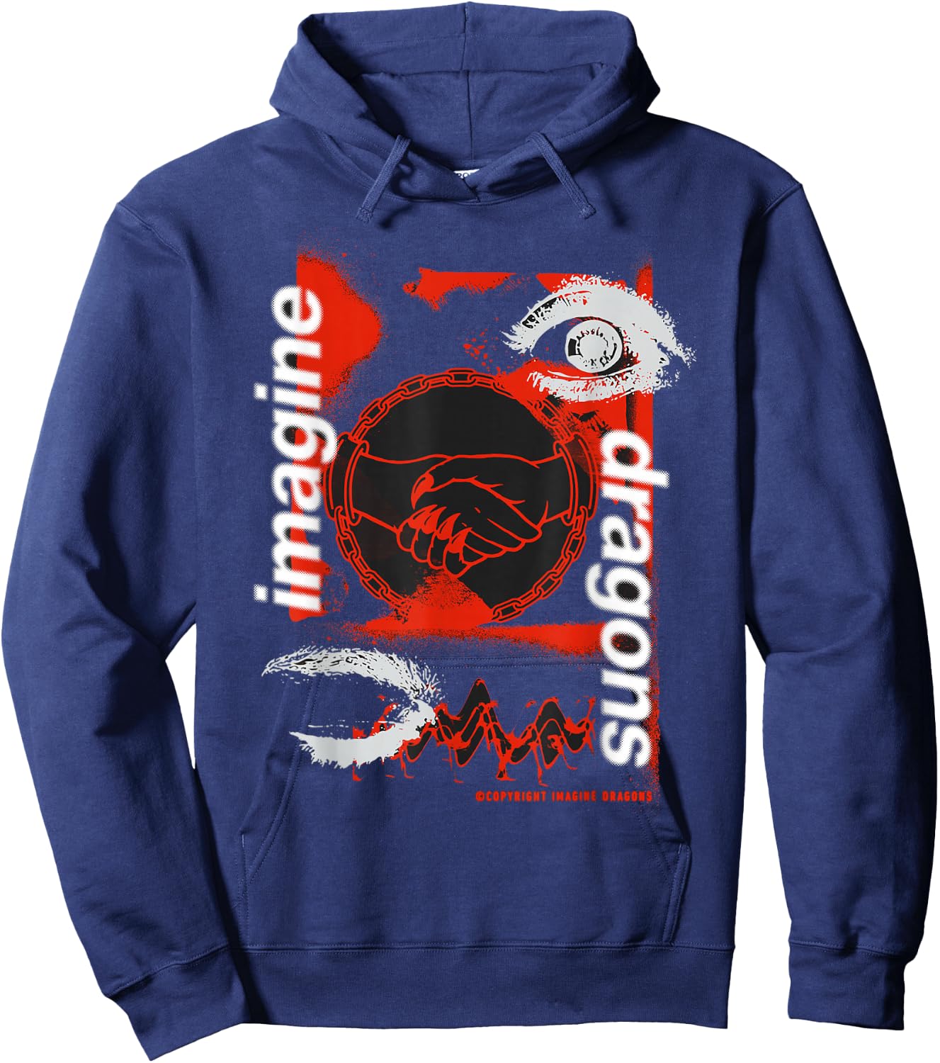 Official Imagine Dragons Handshake Black Hoodie - Hoodie | Navy