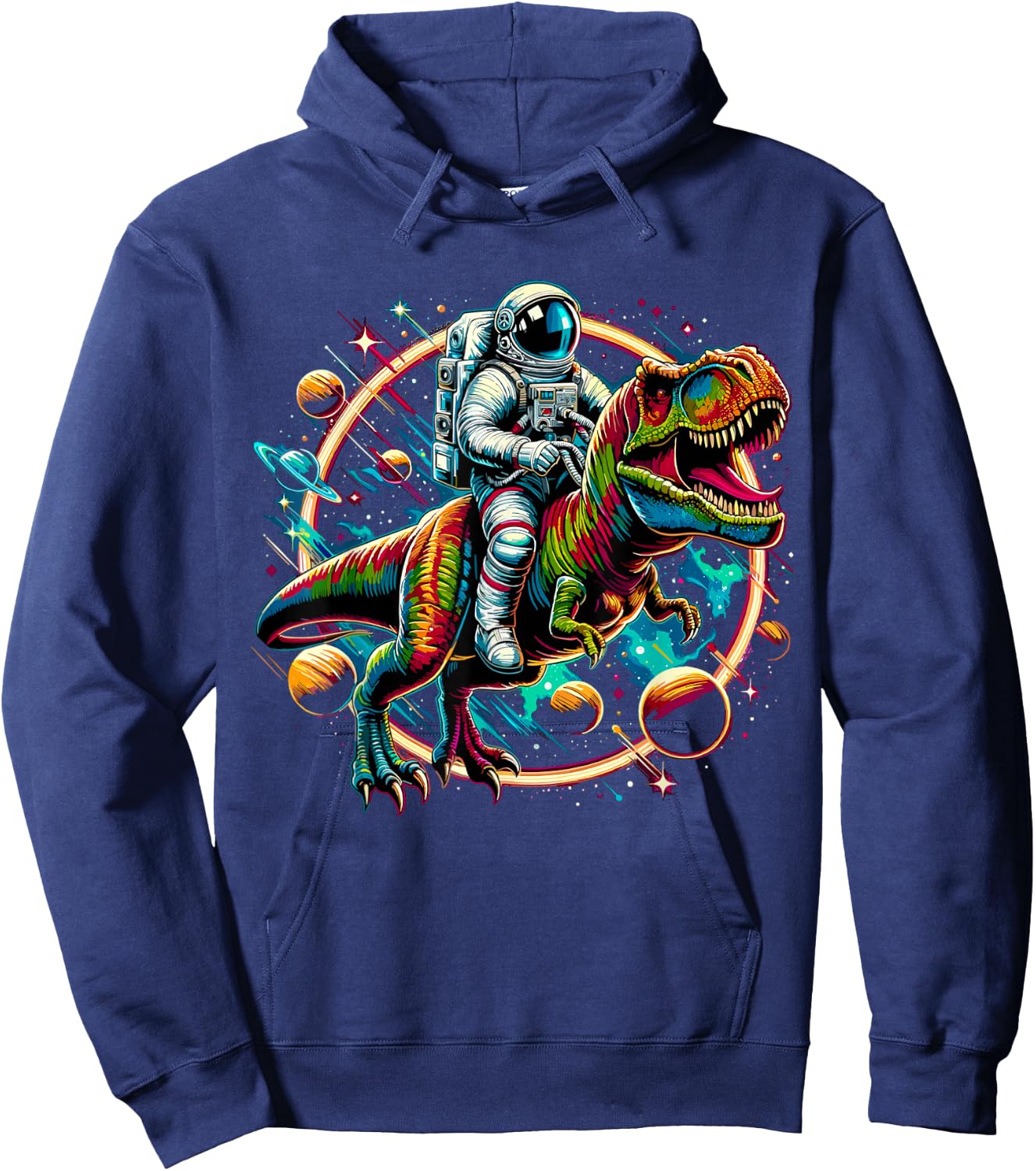 Astronaut Riding T-Rex Dinosaur Astro T-Rex Space Hoodie - Hoodie | Navy