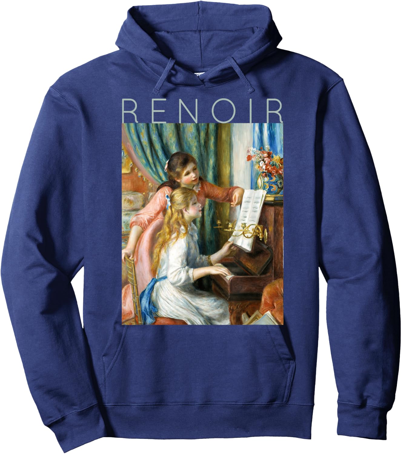 Auguste Renoir - Two Young Girls at the Piano - Musicians Hoodie - Hoodie | Navy