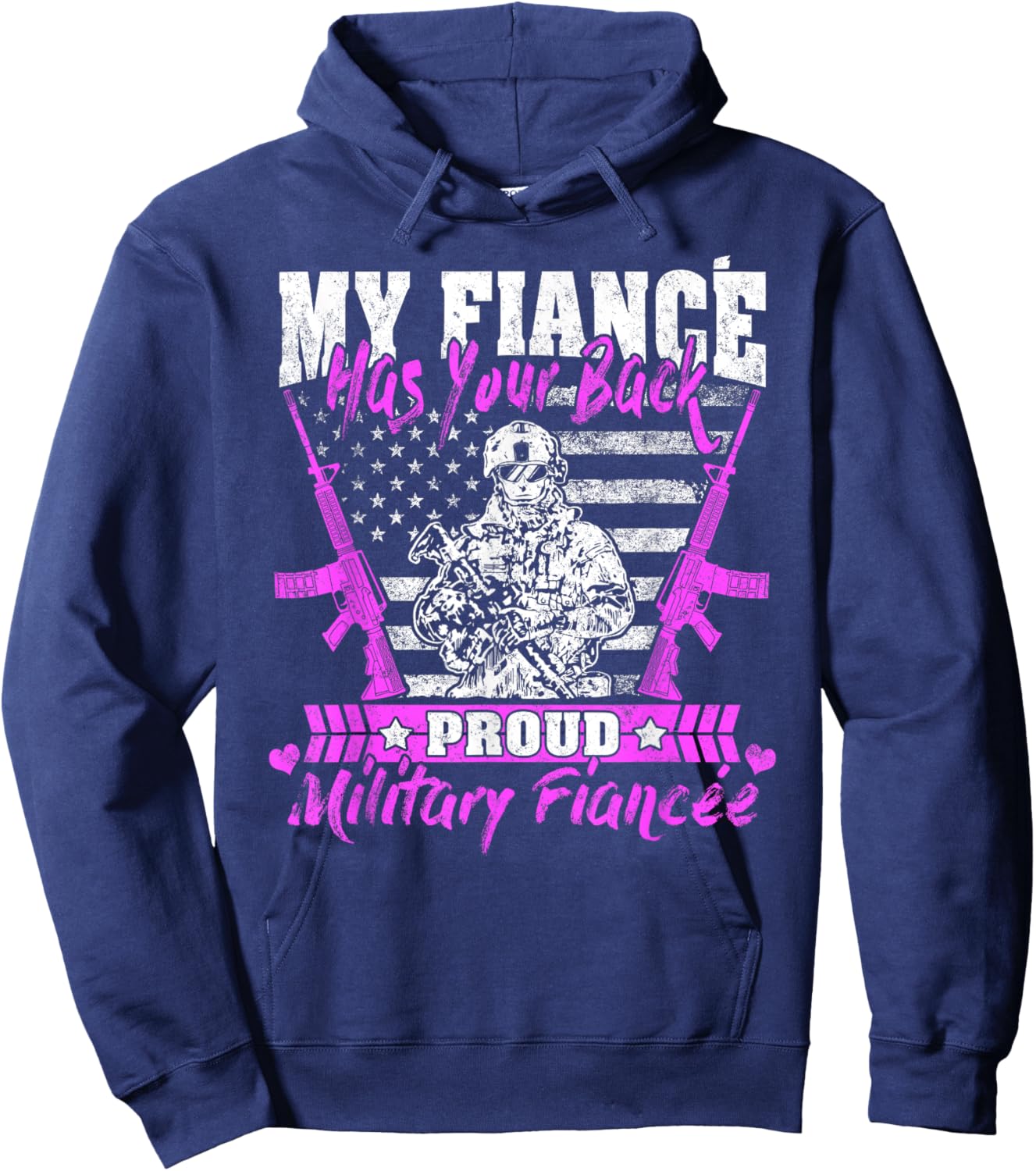 My Fiance Has Your Back Proud Military Fiancee Army Fiancee Hoodie - Hoodie | Navy