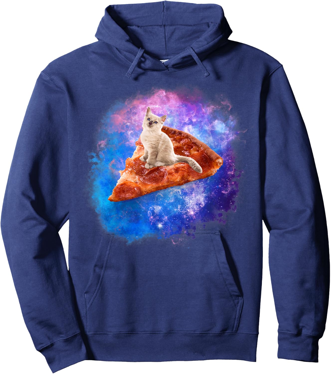 Galaxy Cat Riding A Pizza Men Women Kids Hoodie - Hoodie | Navy