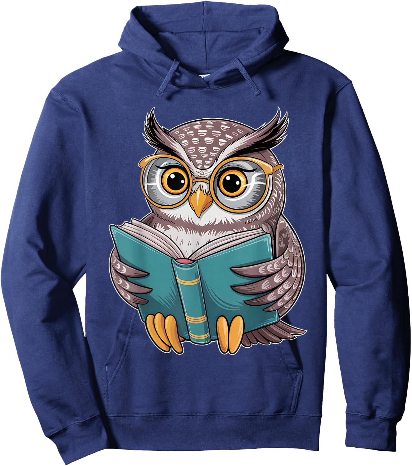 Owl Reading A Book Owls Wearing Glasses Librarian Hoodie - Hoodie | Navy