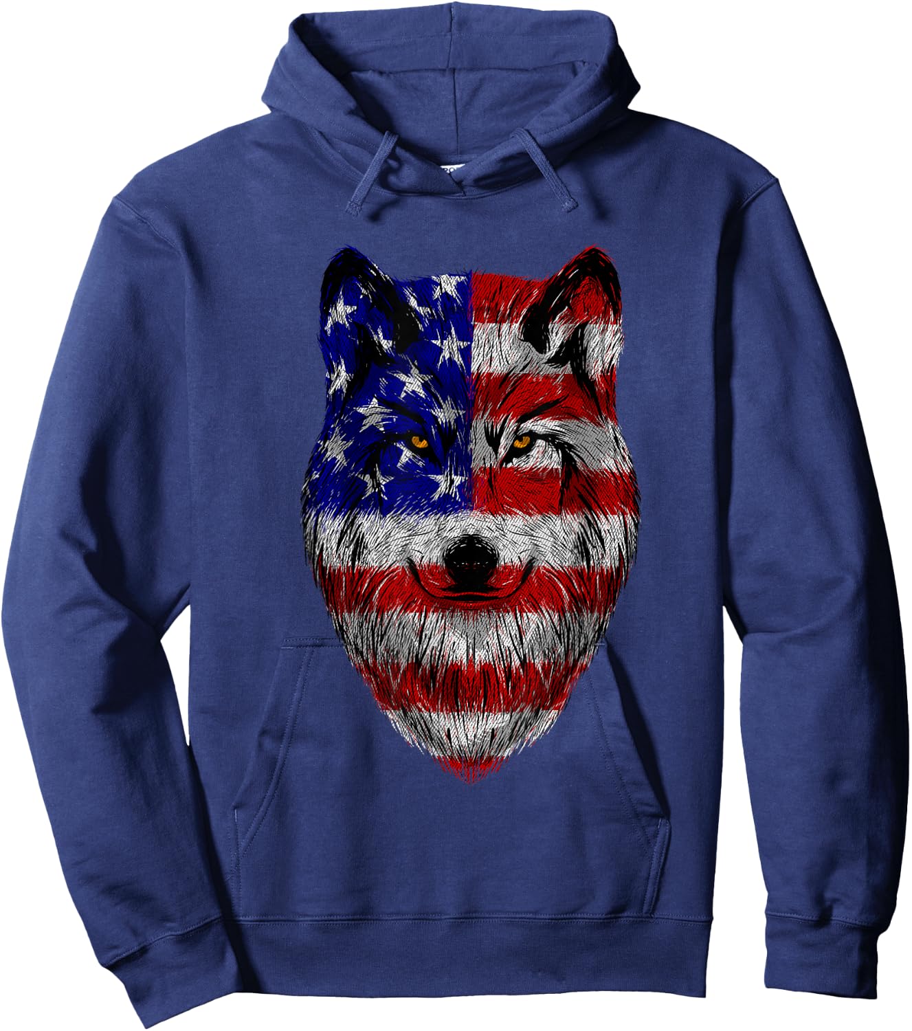 Patriotic Wolf - USA American Flag 4th of July Fourth Hoodie - Hoodie | Navy