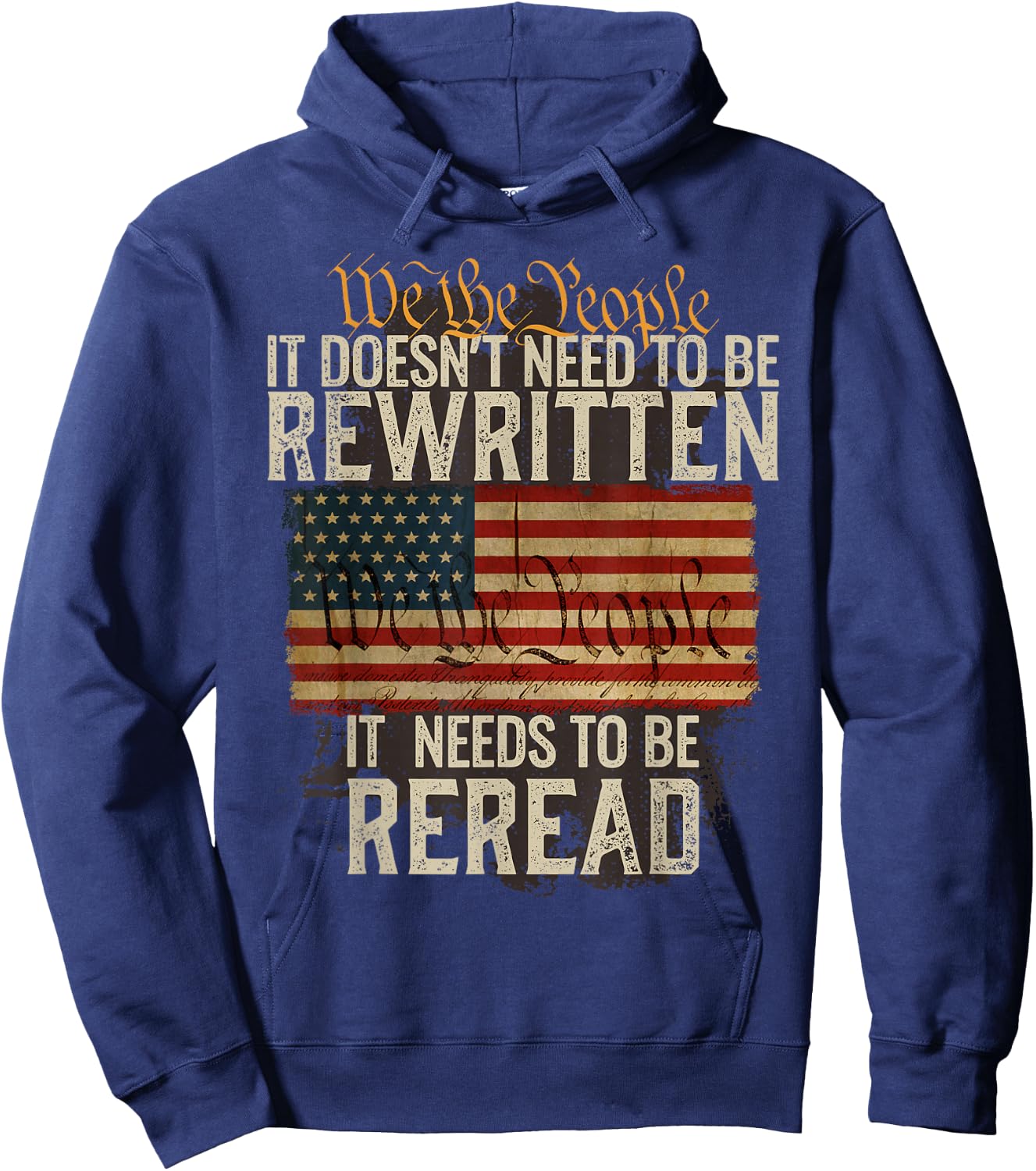 It Doesn't Need to be Rewritten Constitution We The People Small Hoodie - Hoodie | Navy